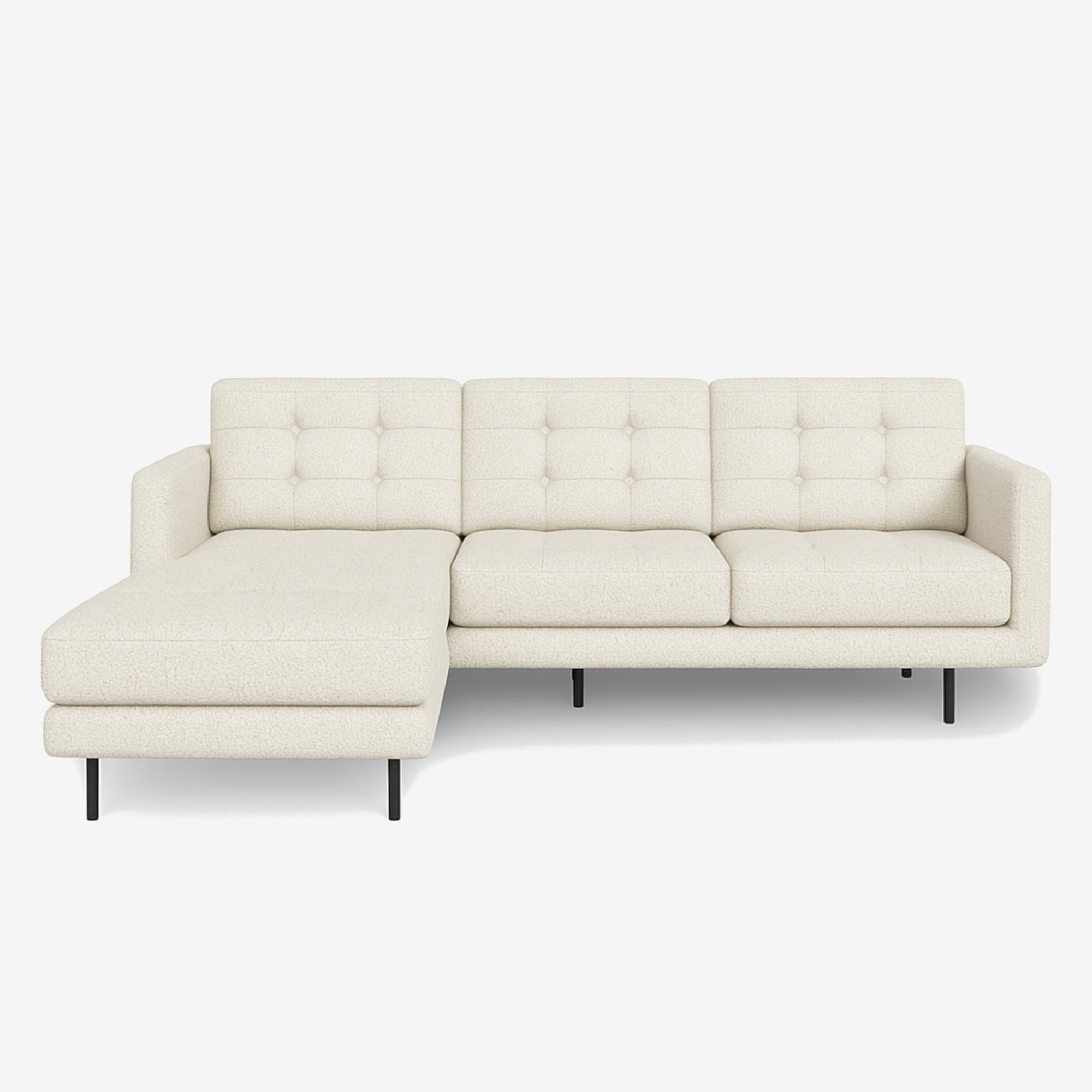 Arya Reversible L-Shaped Fabric Sofa Ivory Left