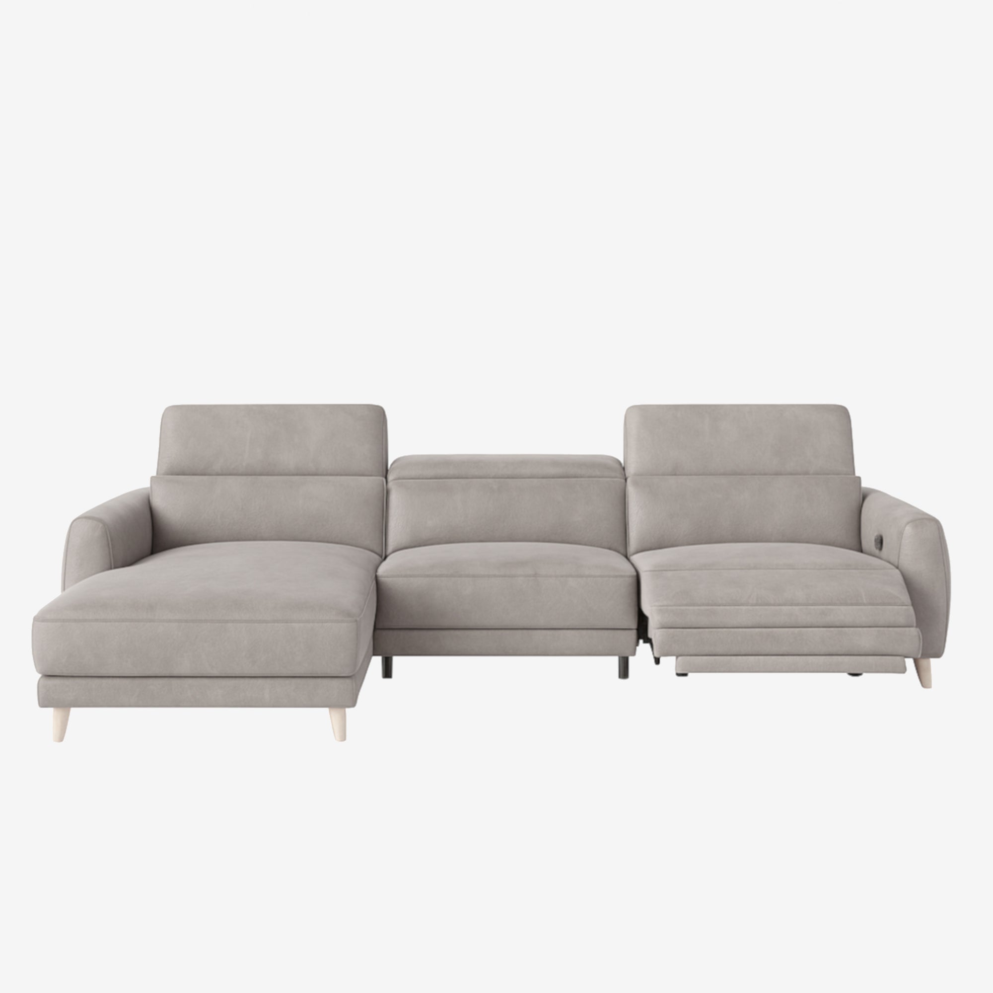 Hampton L-Shaped Leather Recliner Sofa Chester Haze Left