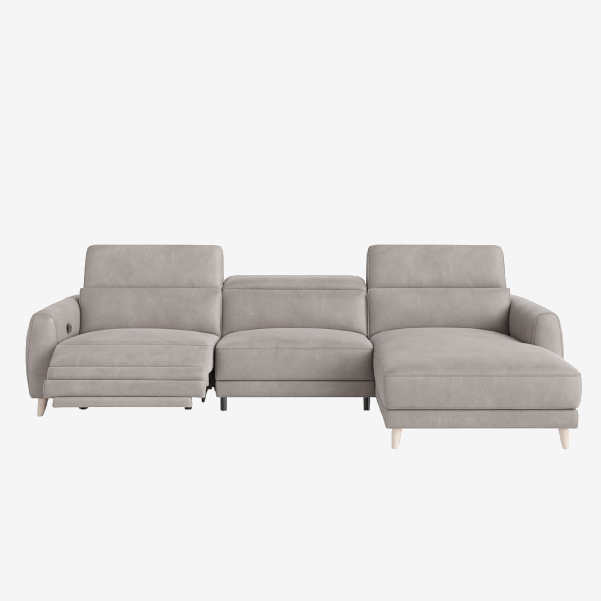 Hampton L-Shaped Leather Recliner Sofa Chester Haze Right