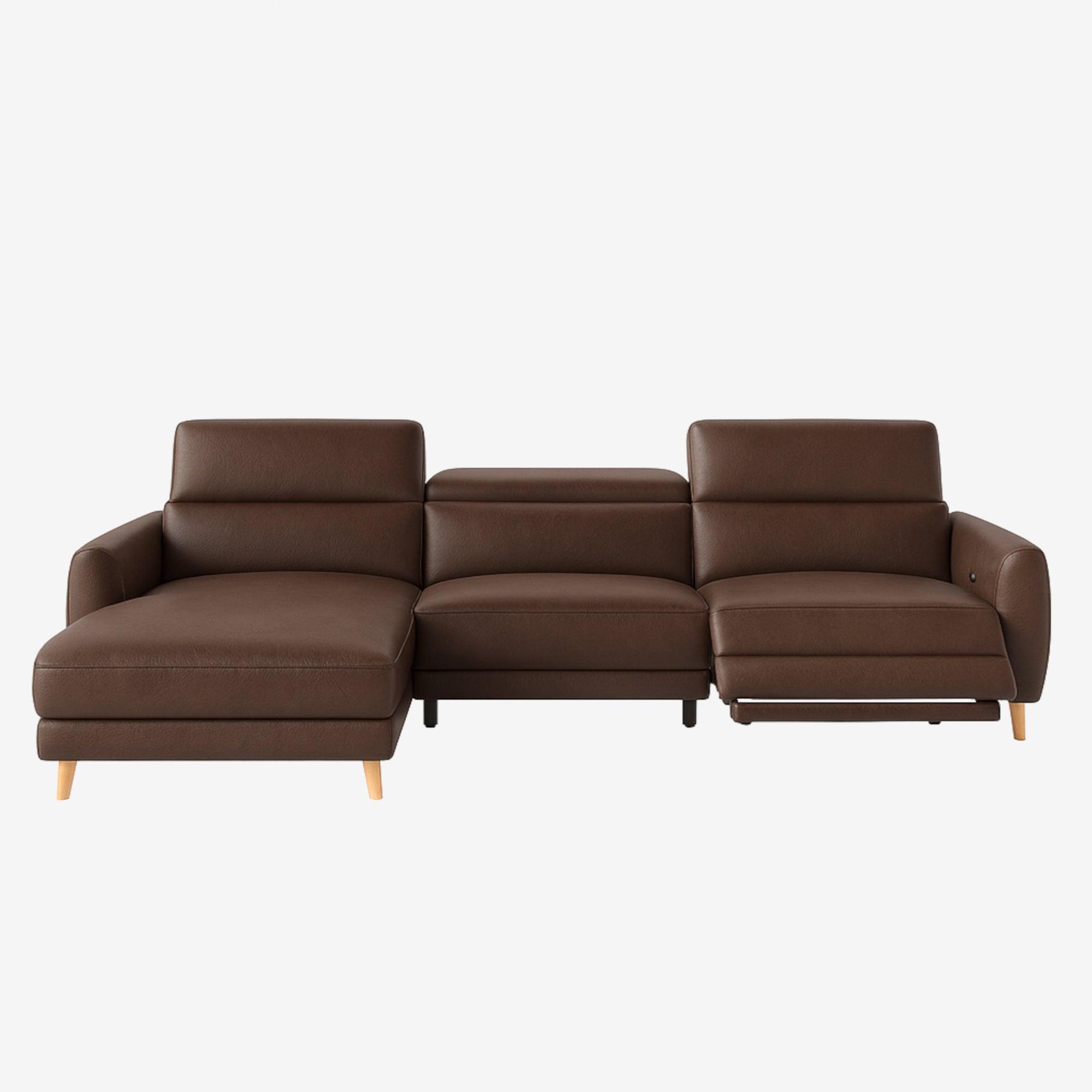 Hampton L-Shaped Leather Recliner Sofa Chester Walnut Left