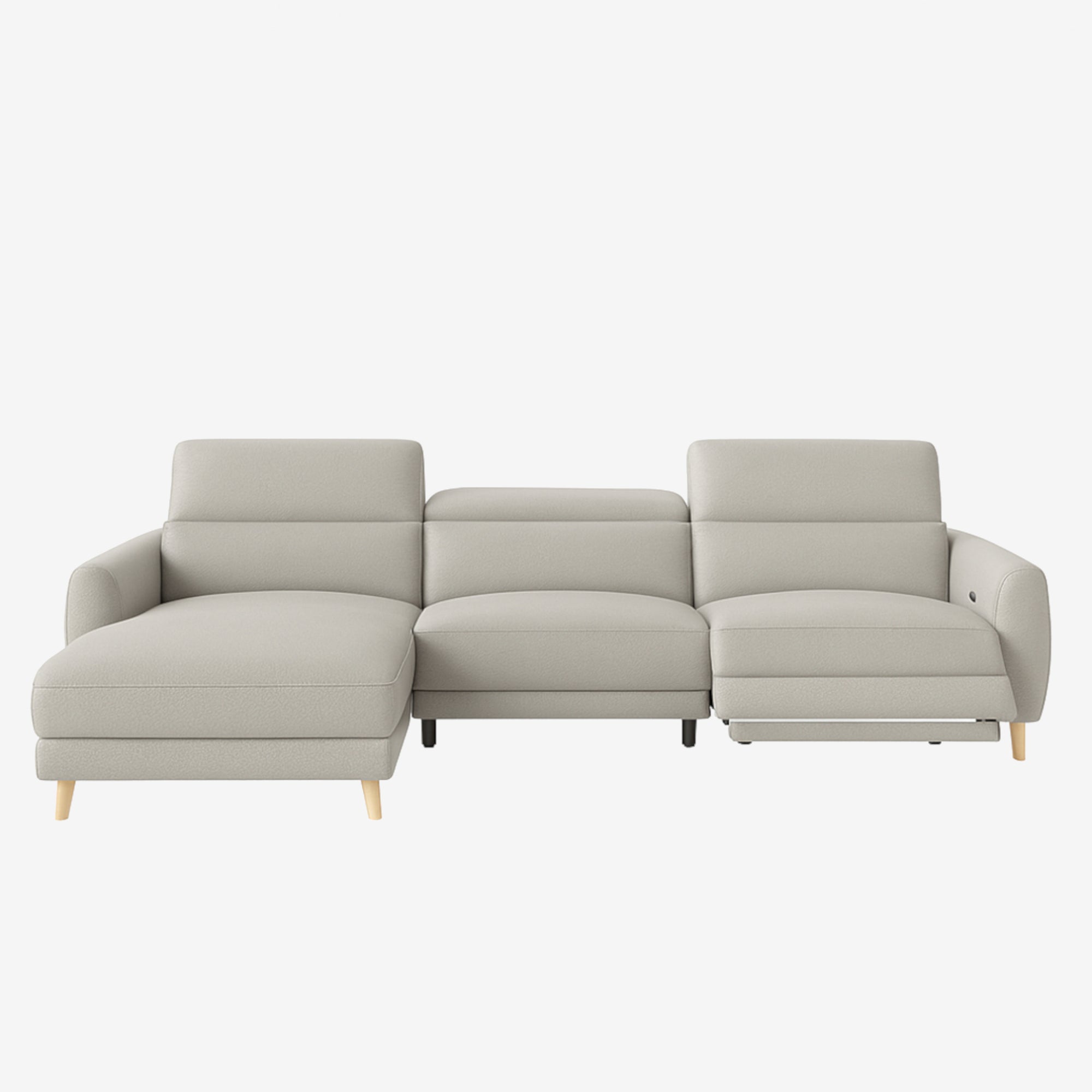 Hampton L-Shaped Leather Recliner Sofa Rio Light Taupe Left