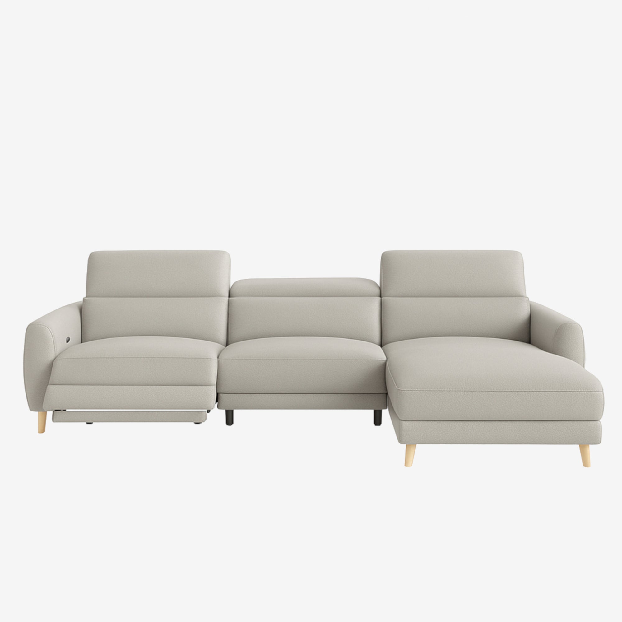 Hampton L-Shaped Leather Recliner Sofa Rio Light Taupe Right