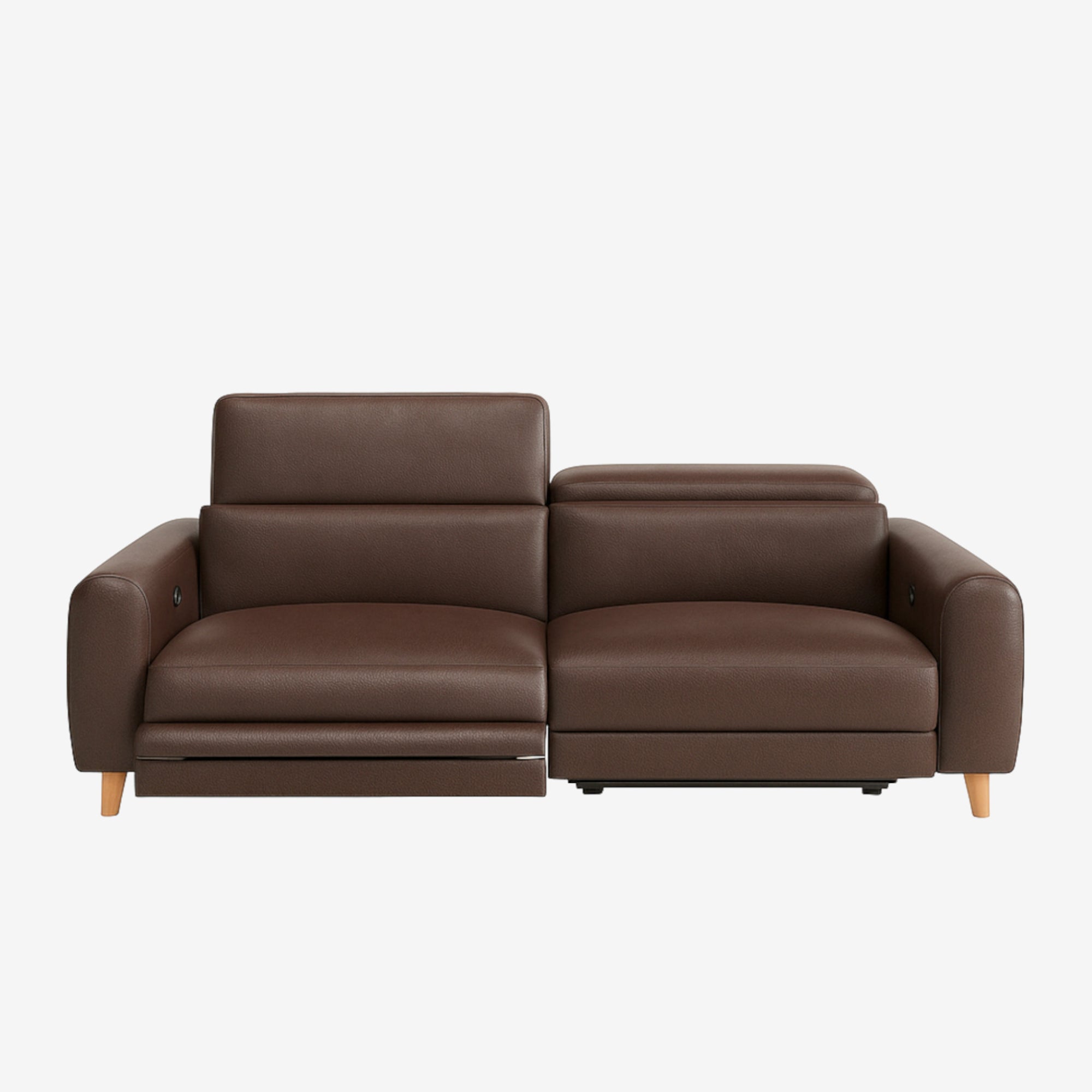 Hampton 3 Seater Leather Recliner Sofa Natural Brown