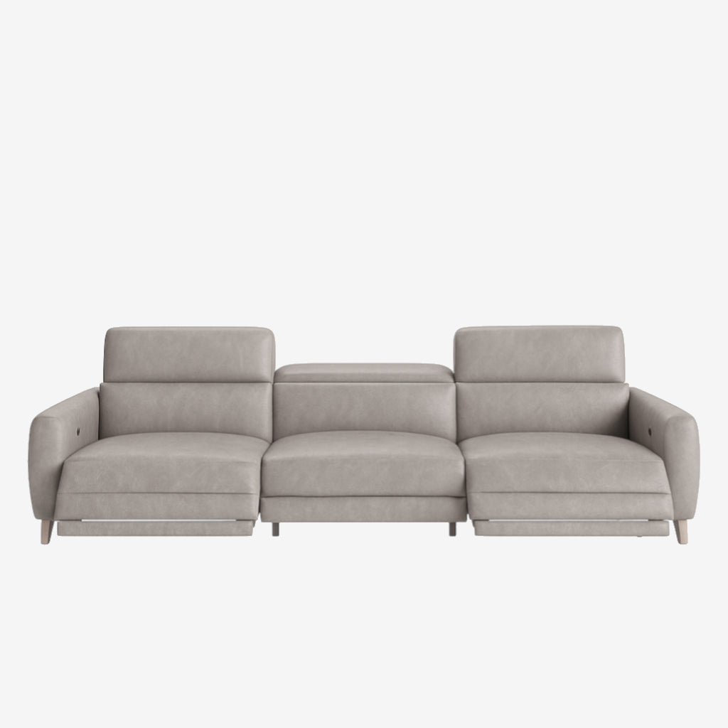 Hampton 4 Seater Leather Recliner Sofa Chester Haze