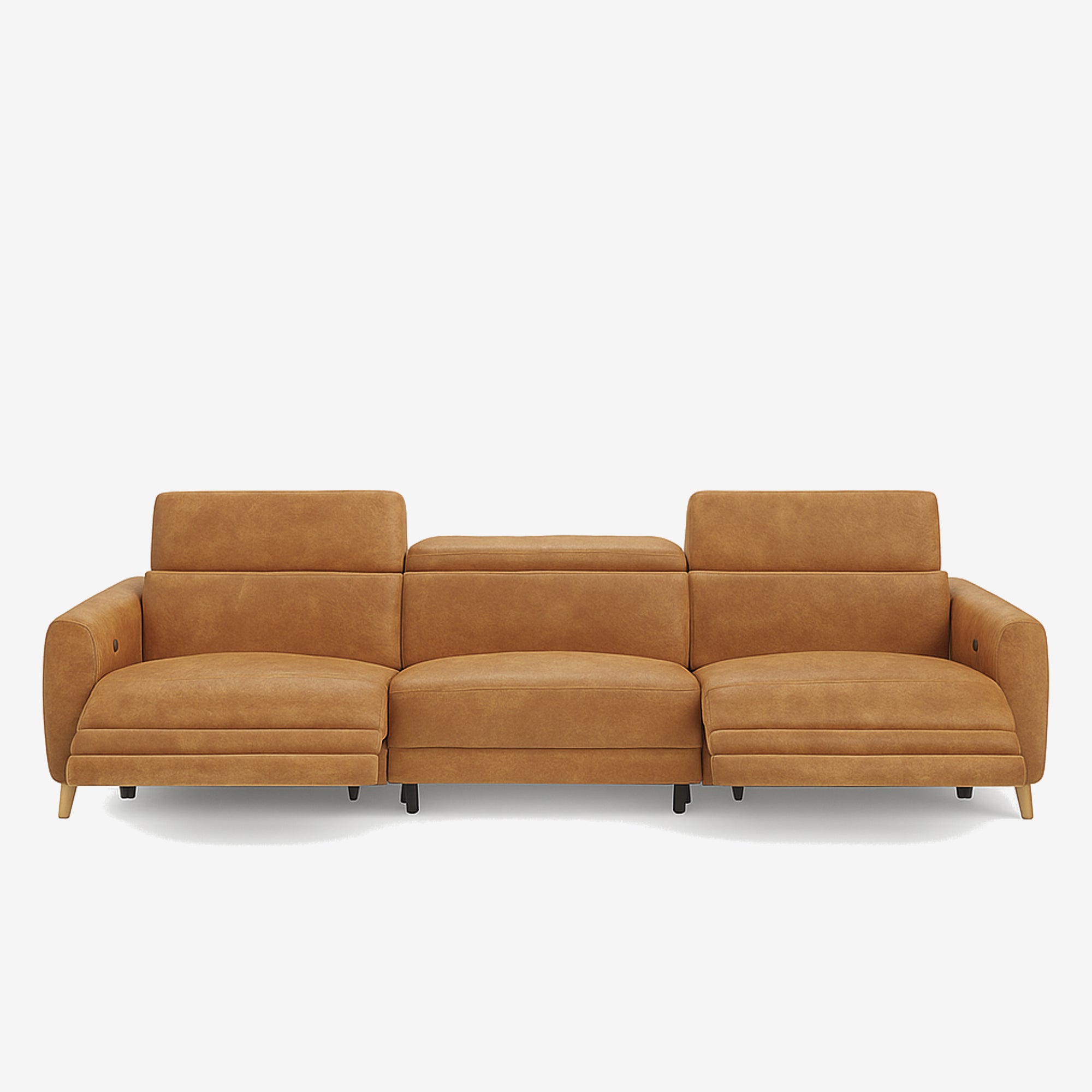 Hampton 4 Seater Leather Recliner Sofa Chester Tan