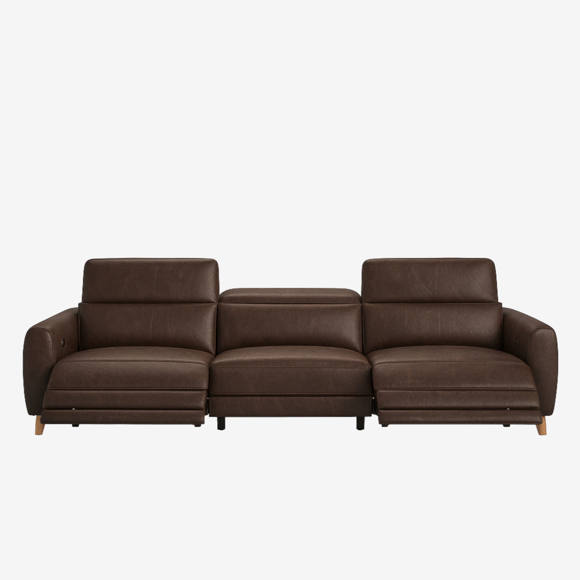Hampton 4 Seater Leather Recliner Sofa Chester Walnut