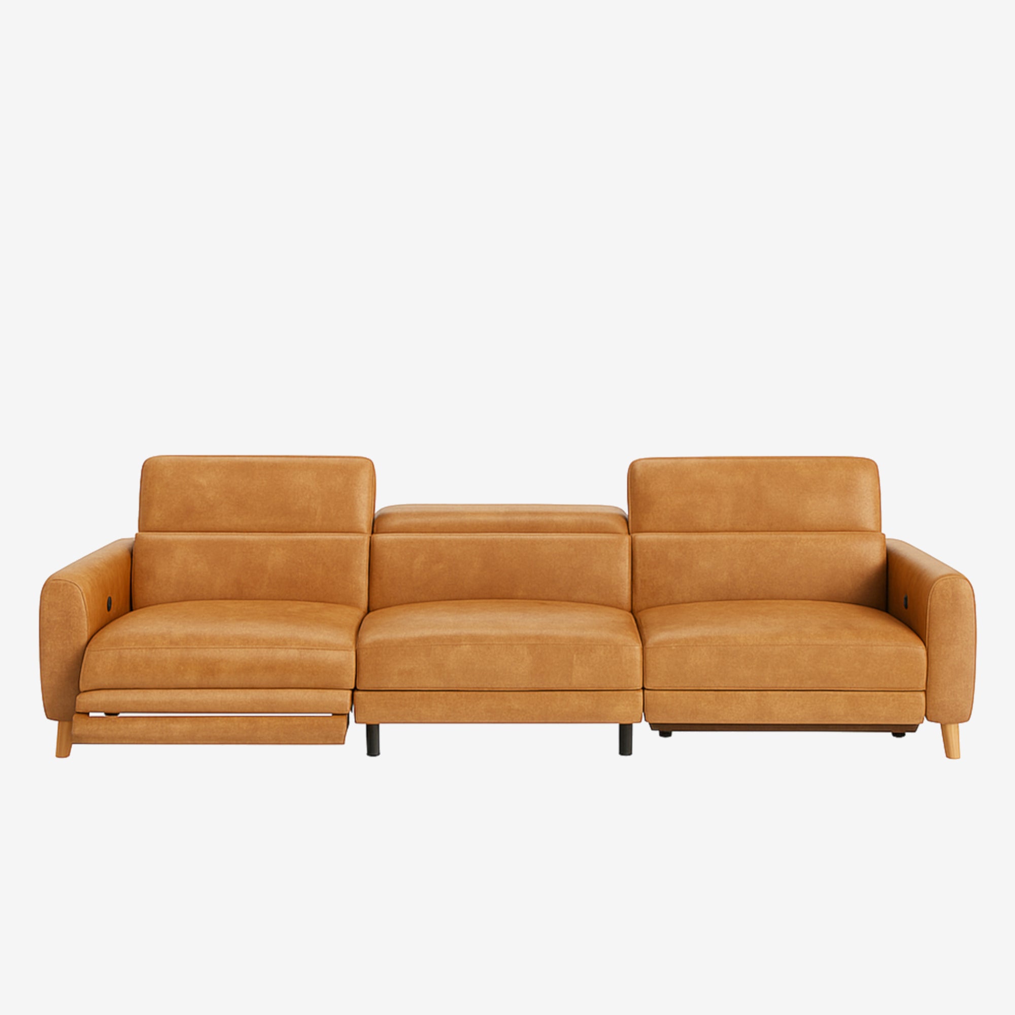 Hampton 4 Seater Leather Recliner Sofa Kansas Cognac