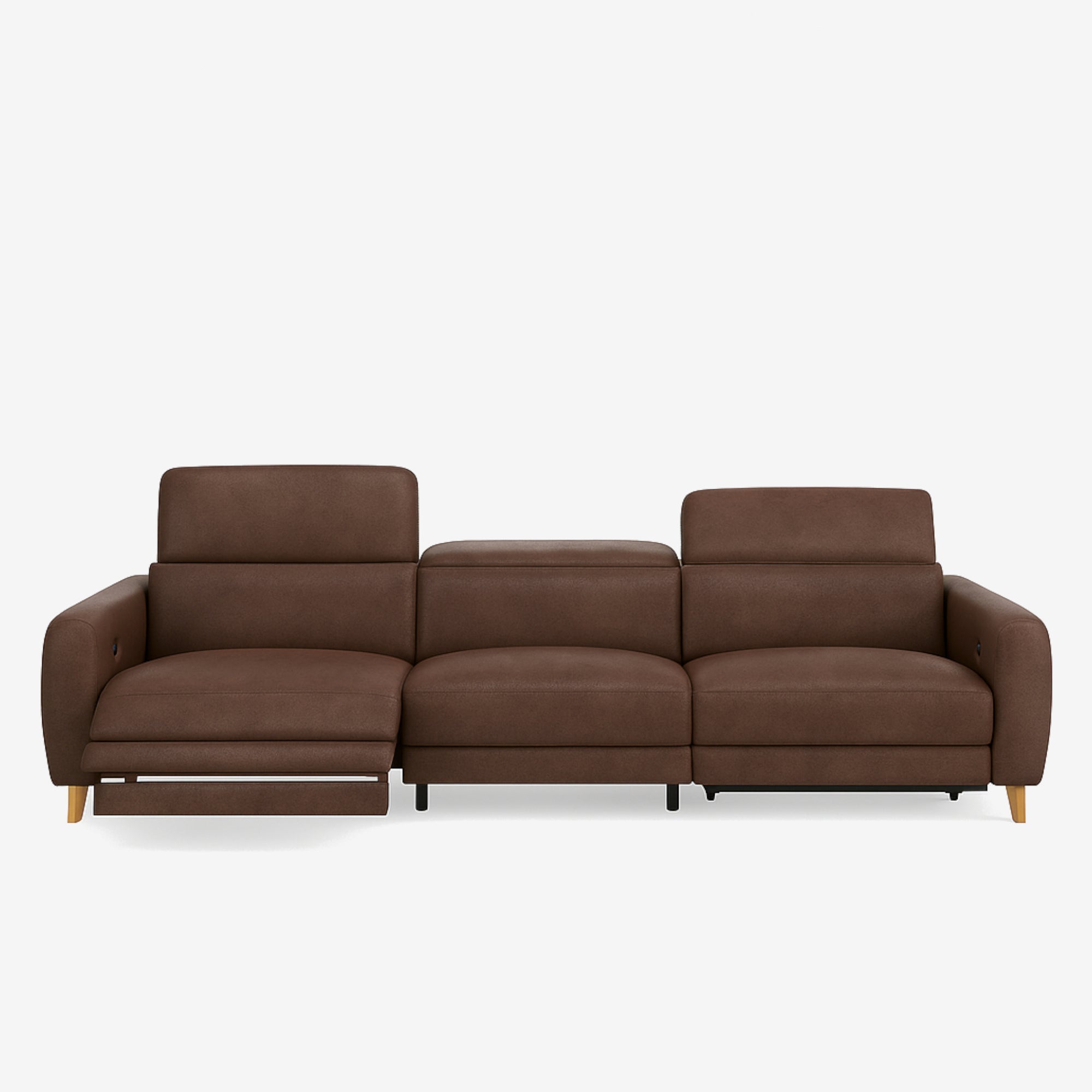 Hampton 4 Seater Leather Recliner Sofa Natural Brown
