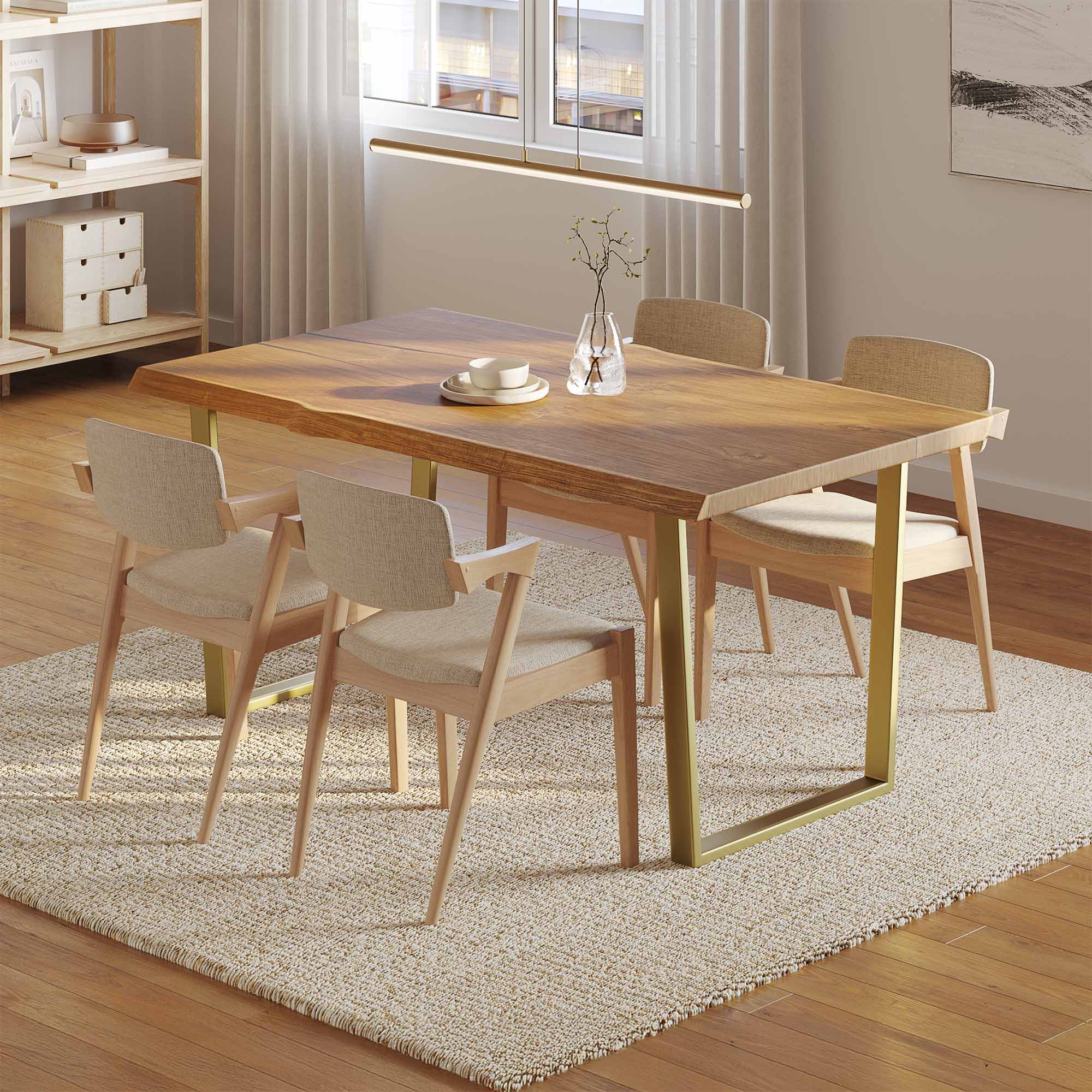 Dining Table Set for 4 Indonesian Dining Table 1.6m + 4 Atlas Natural Dining Chairs Lifestyle Photo
