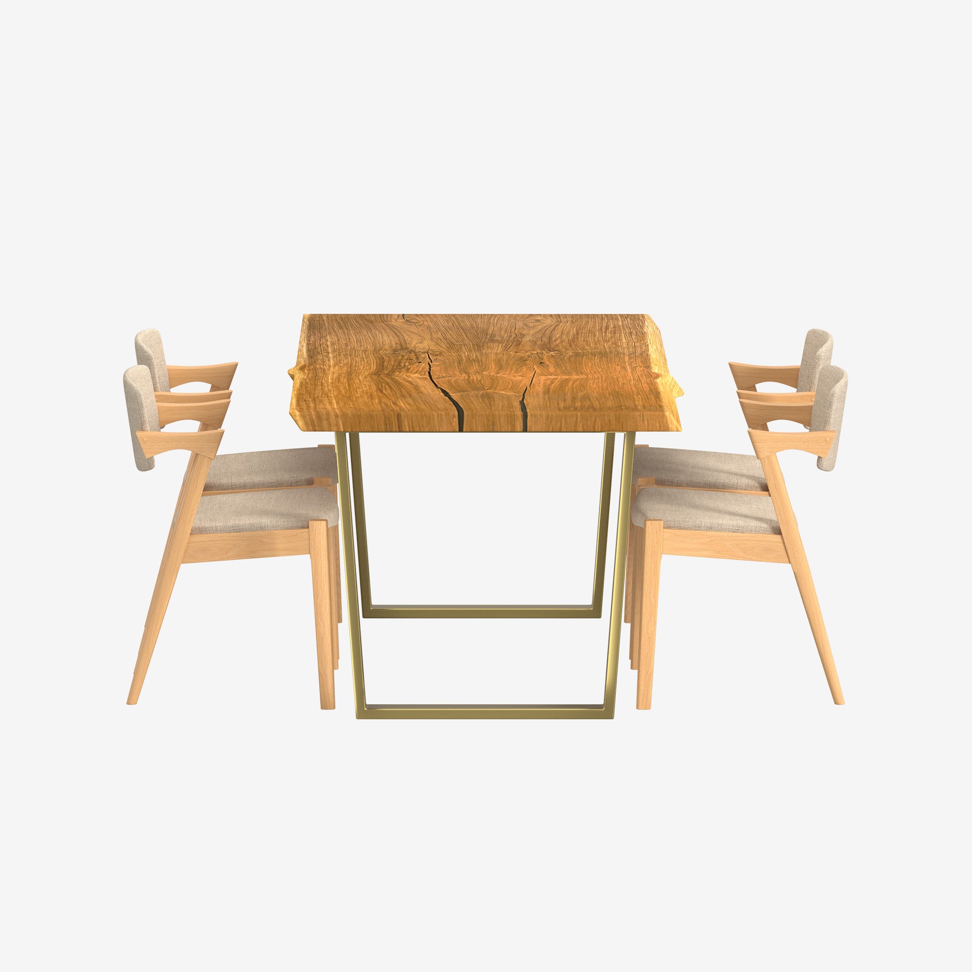 Dining Table Set for 4 Indonesian Dining Table 1.6m + 4 Atlas Natural Dining Chairs