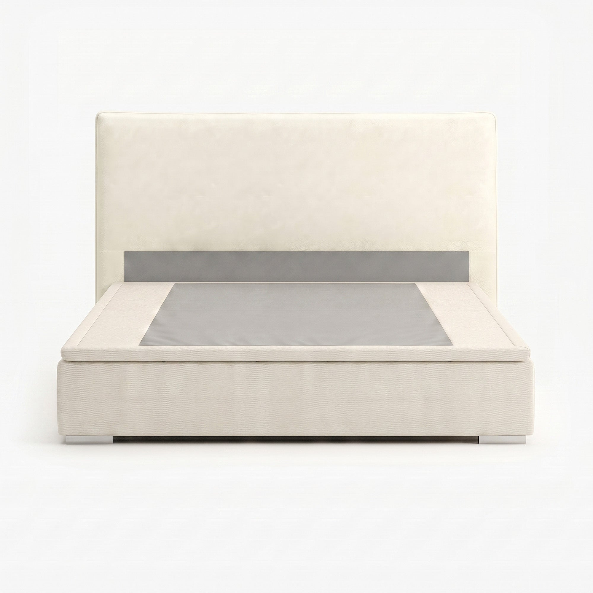 Lisbon king lift up storage bed frame in white performance fabric