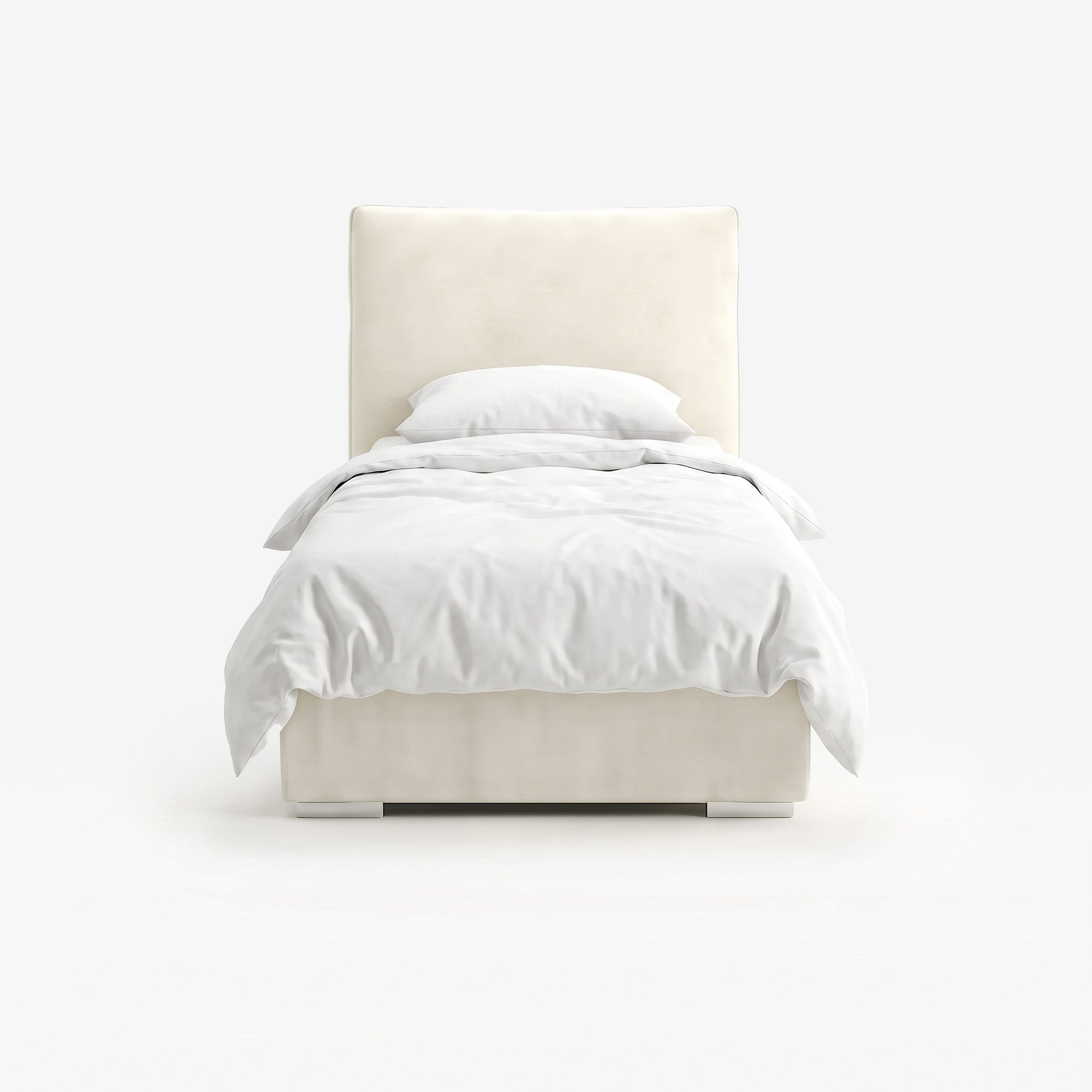 Lisbon single lift up storage bed frame in white performance fabric