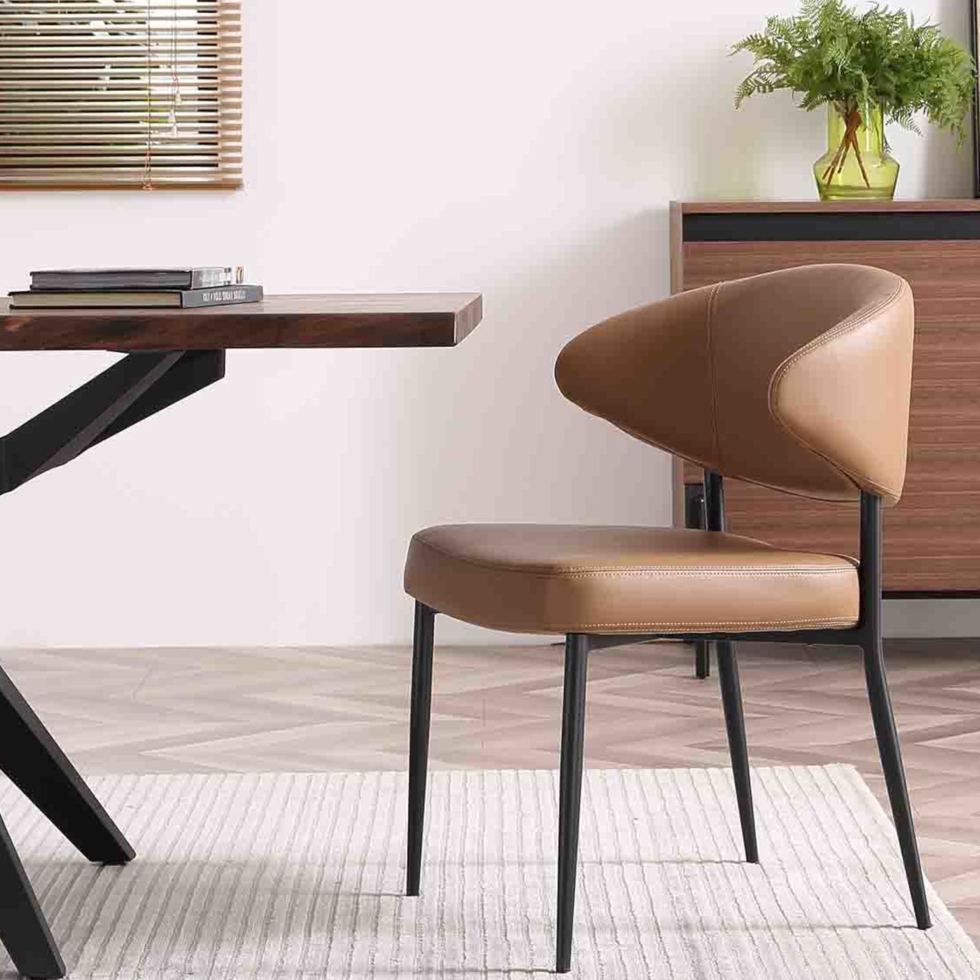Luna Dining Chair - Leather - Camel Lifestyle Photo