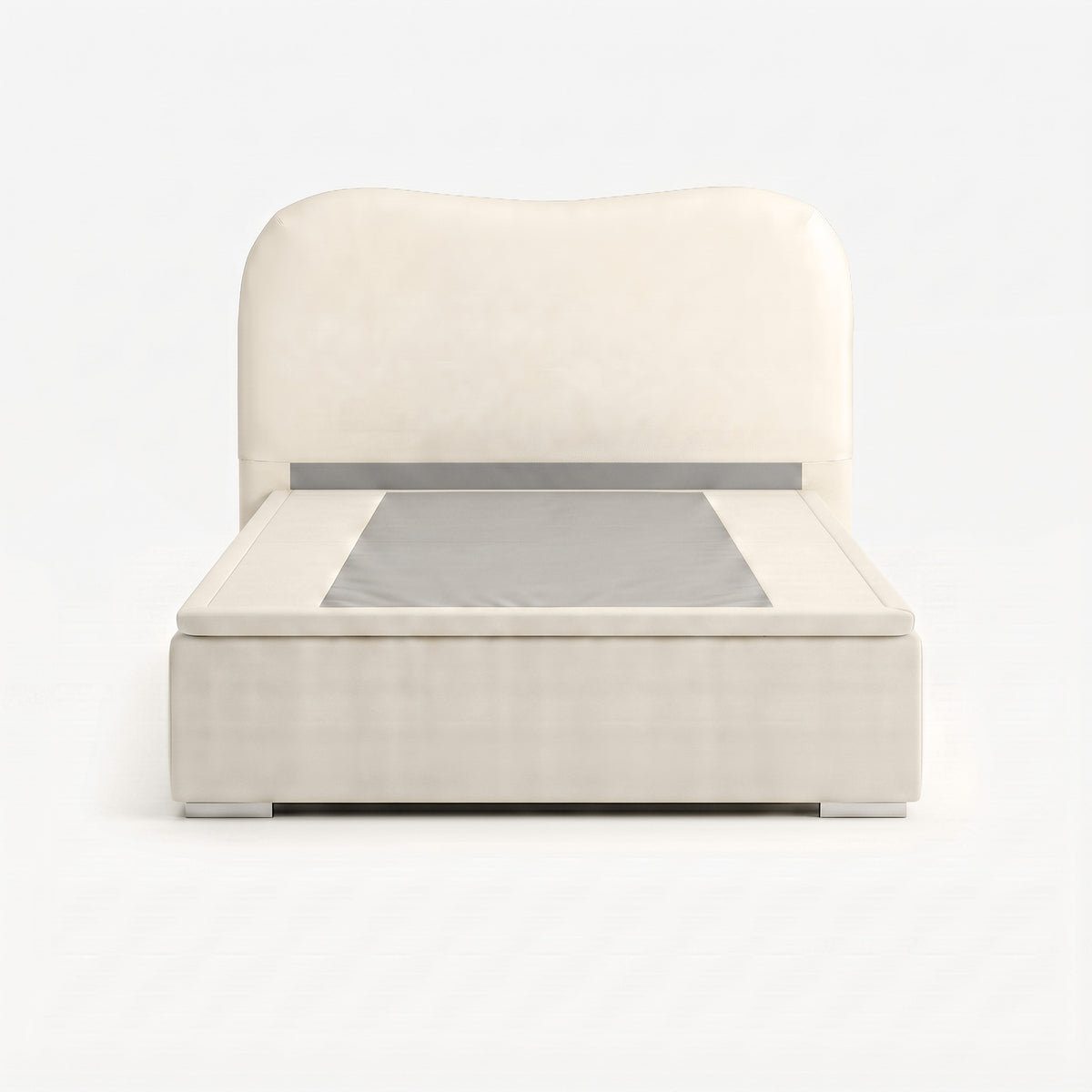 Marlow queen high lift up storage bed frame in white performance fabric