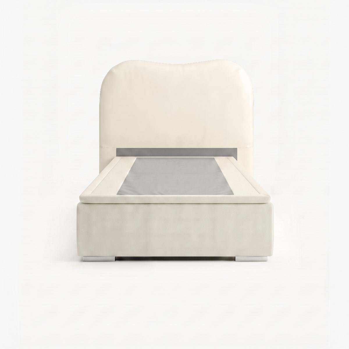 Marlow super single high lift up storage bed frame in white performance fabric