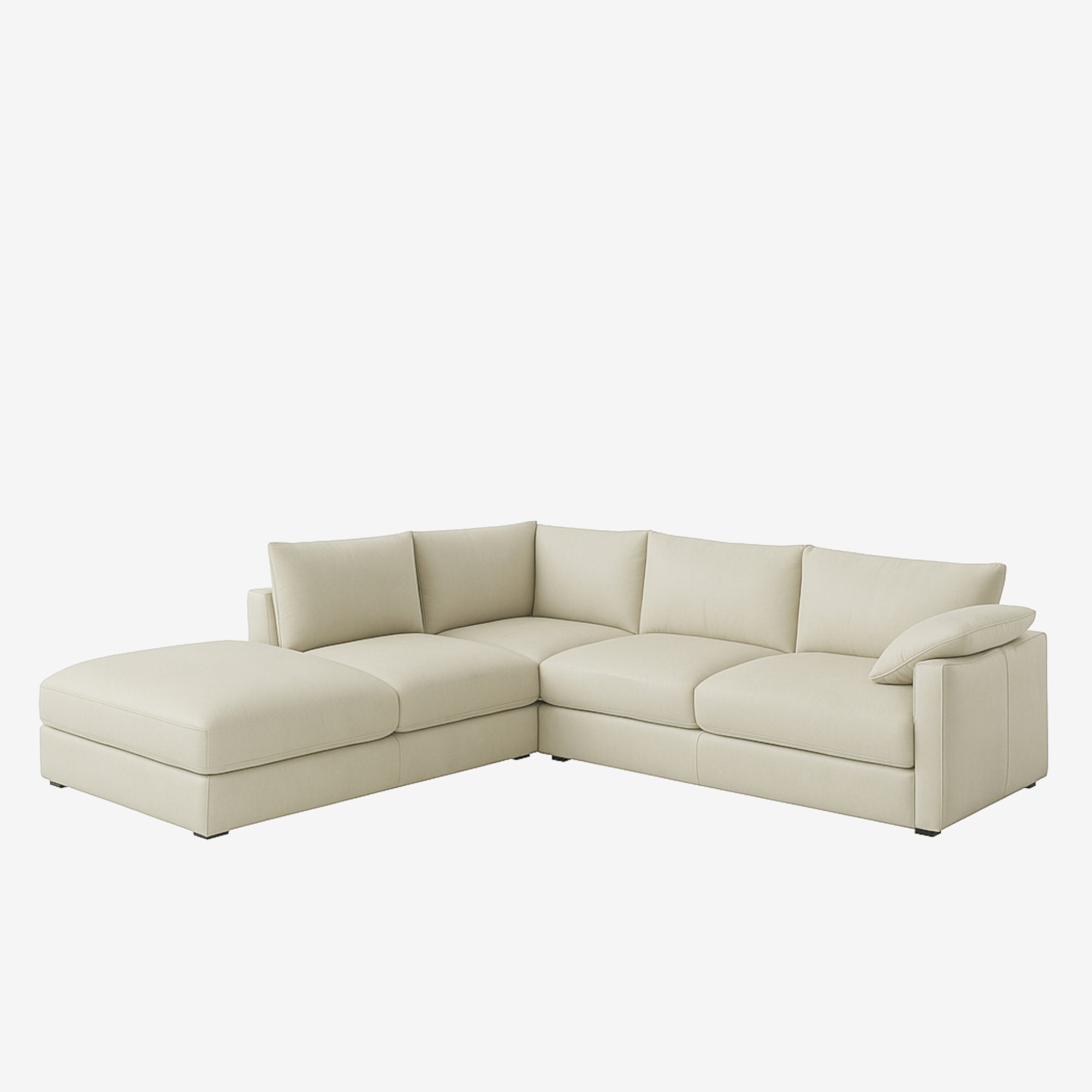Melo Sectional Leather Sofa Left Natural Biege