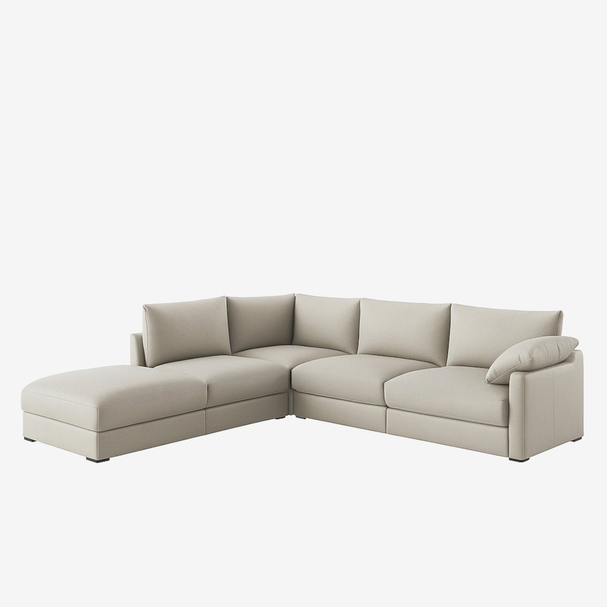 Melo Sectional Leather Sofa Left Rio Light Taupe