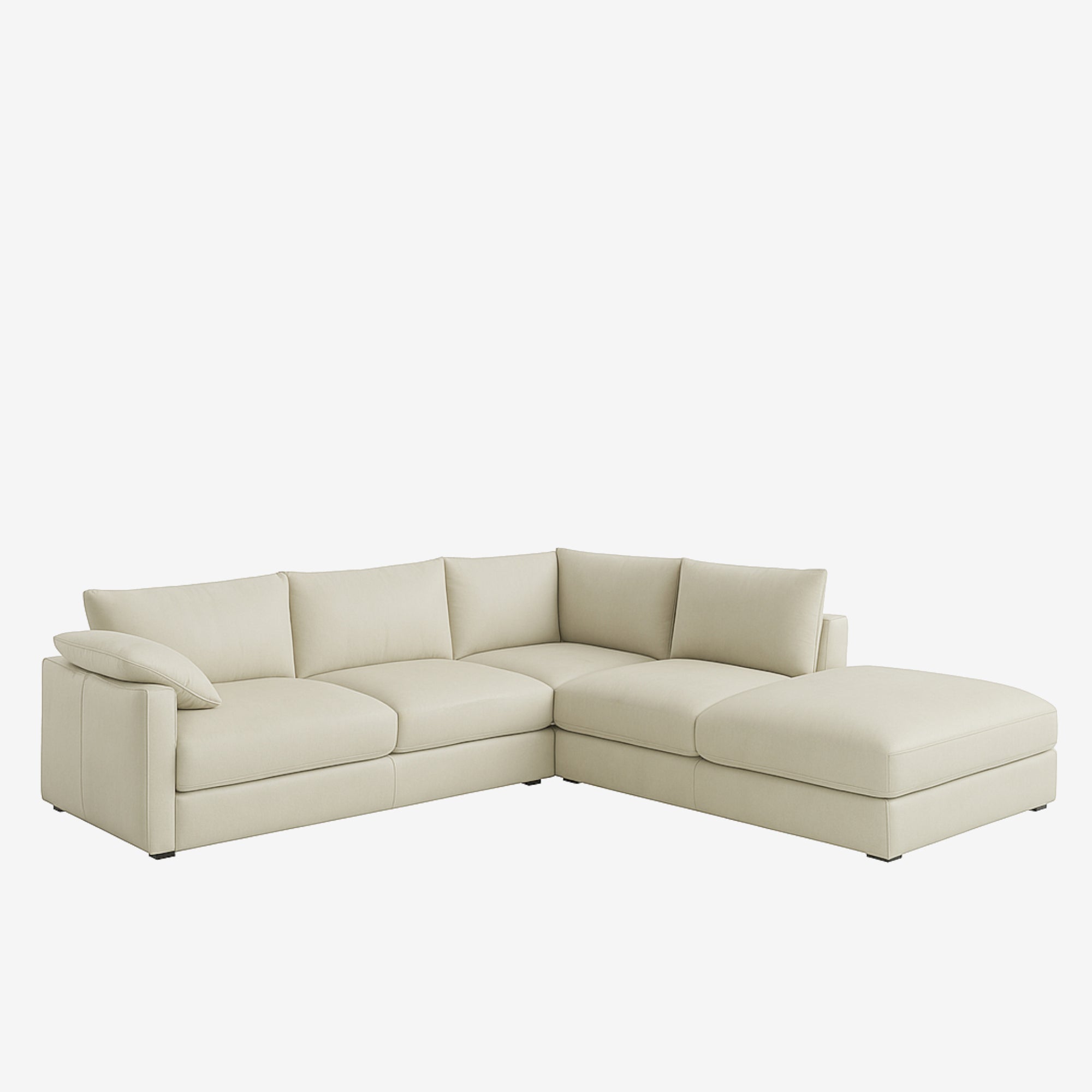 Melo Sectional Leather Sofa Right Natural Beige