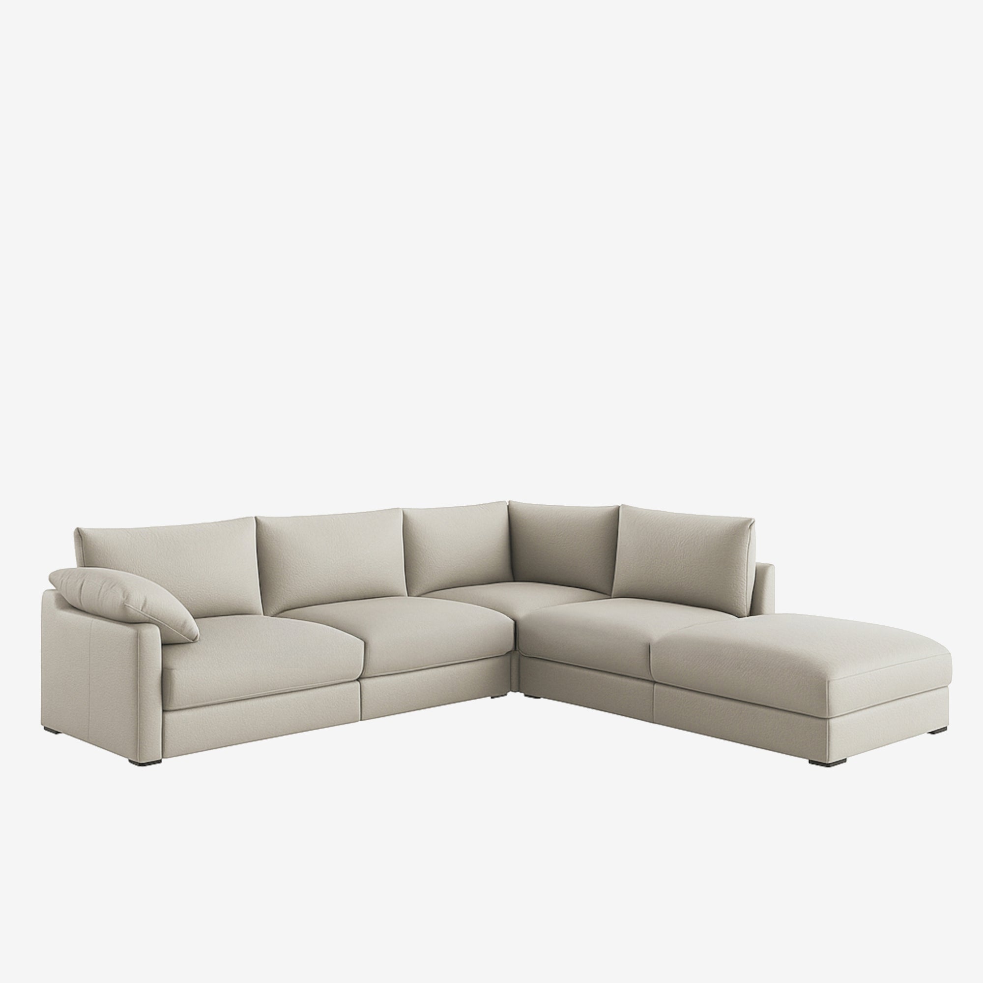 Melo Sectional Leather Sofa Right Rio Light Taupe