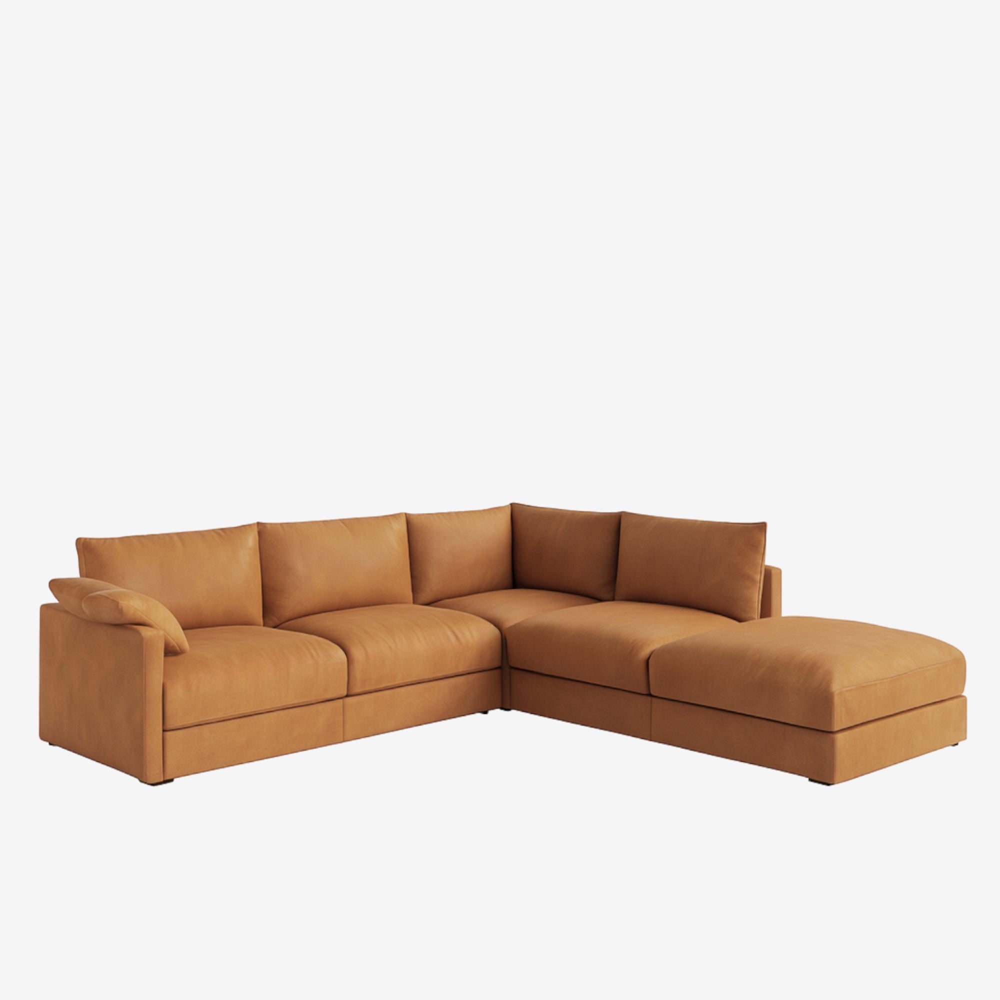 Melo Sectional Leather Sofa Right Chester Tan