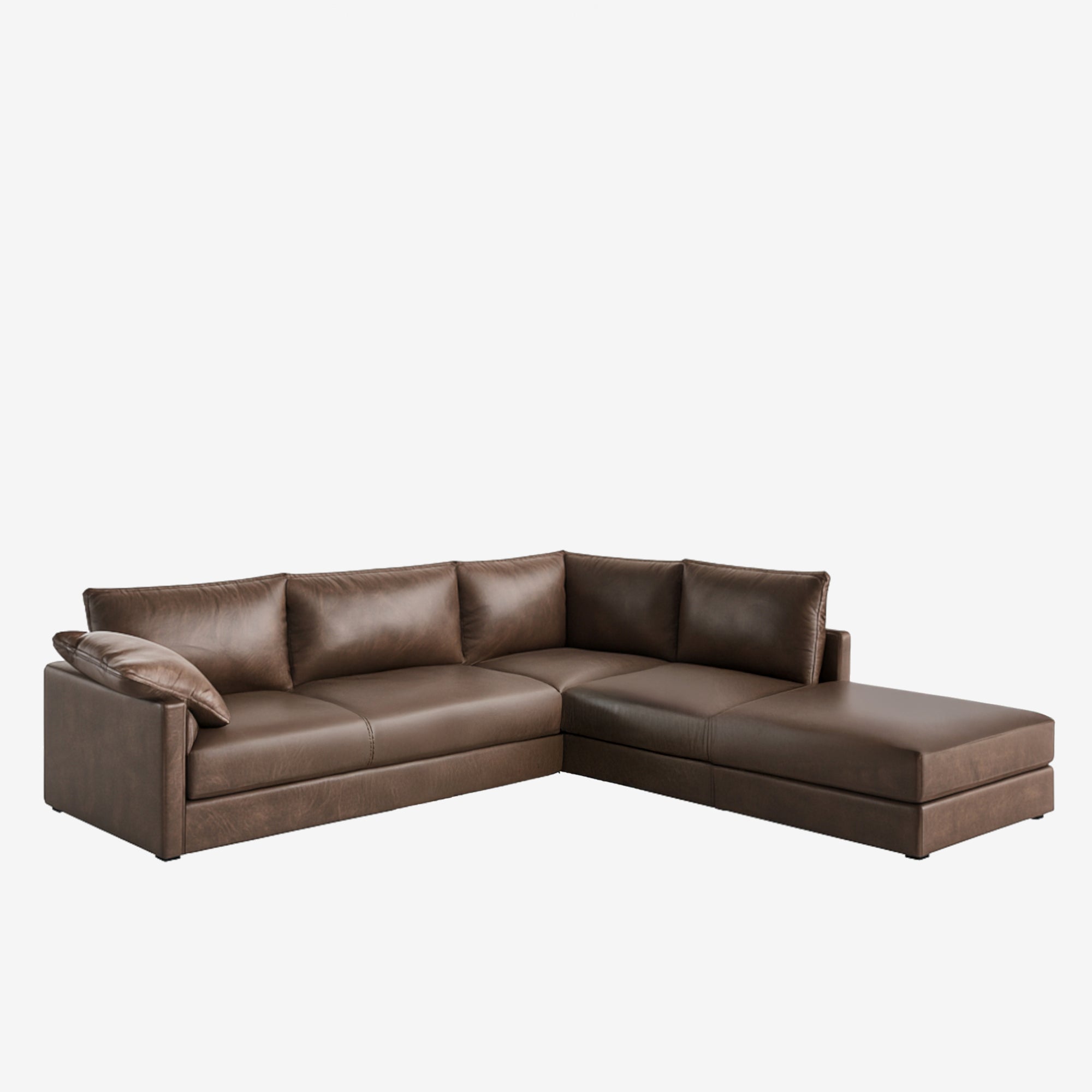 Melo Sectional Leather Sofa Right Chester Walnut
