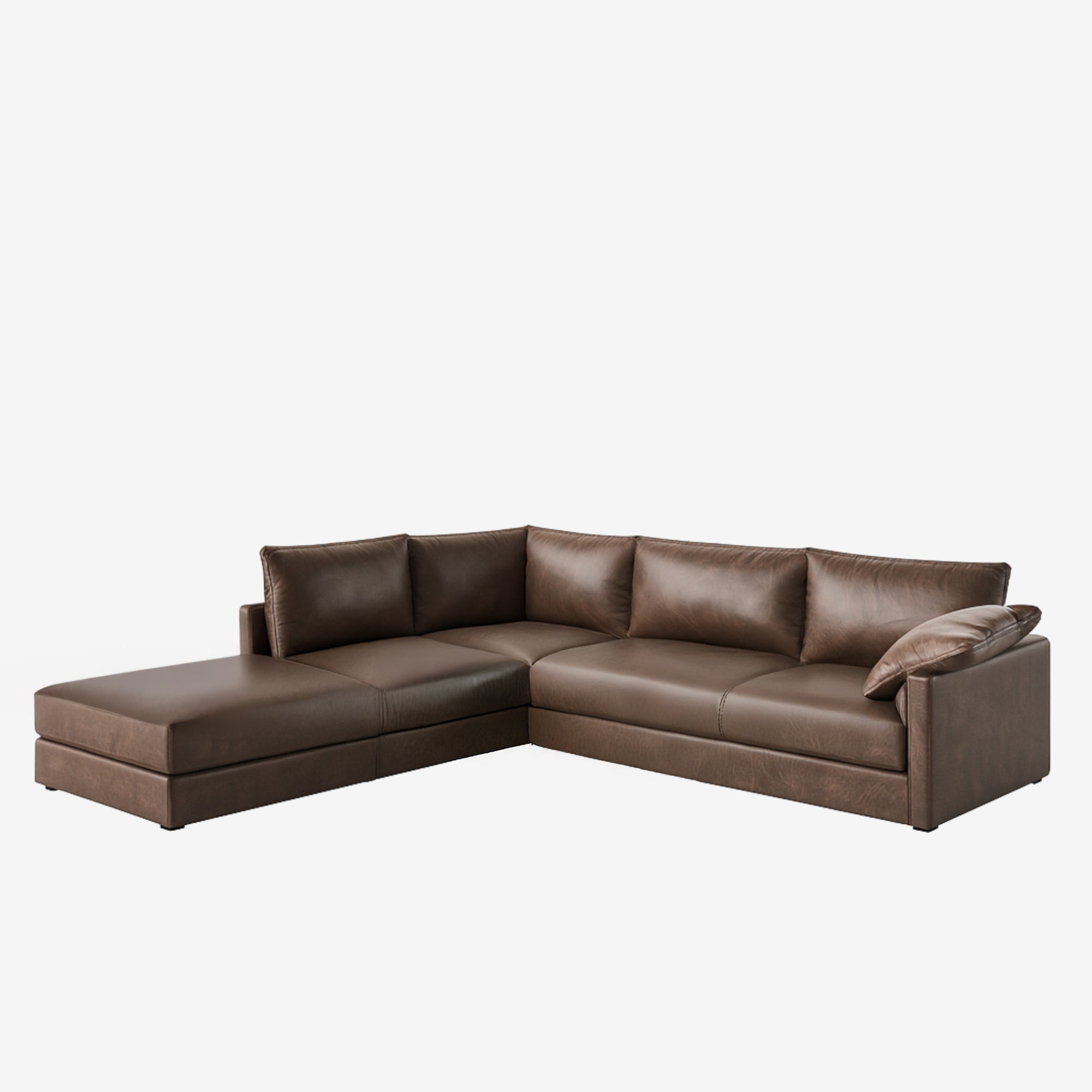 Melo Sectional Leather Sofa Left Chester Walnut