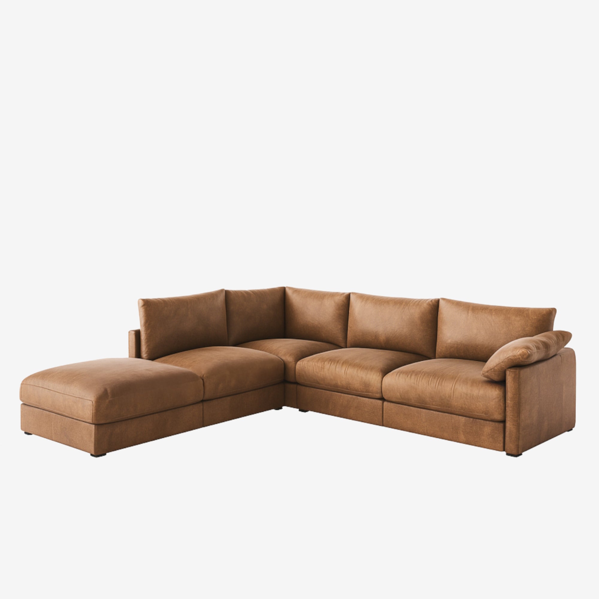 Melo Sectional Leather Sofa Left Chester Cocoa