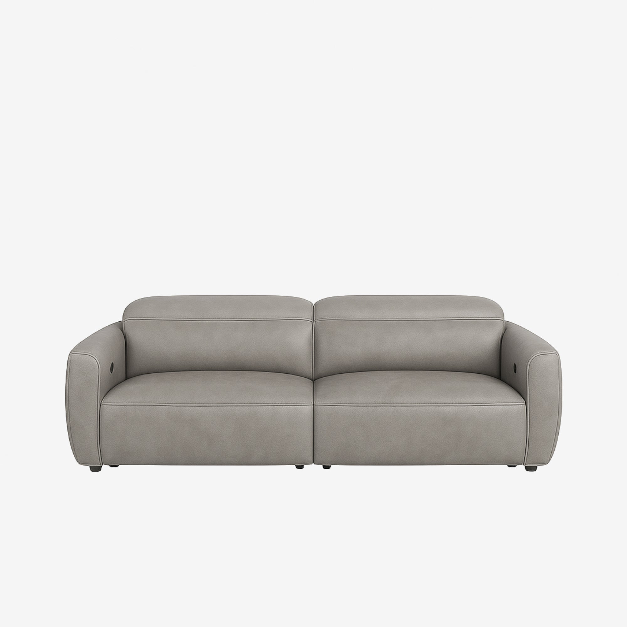Nido 3 Seater Recliner Sofa - Leather - Natural Grey
