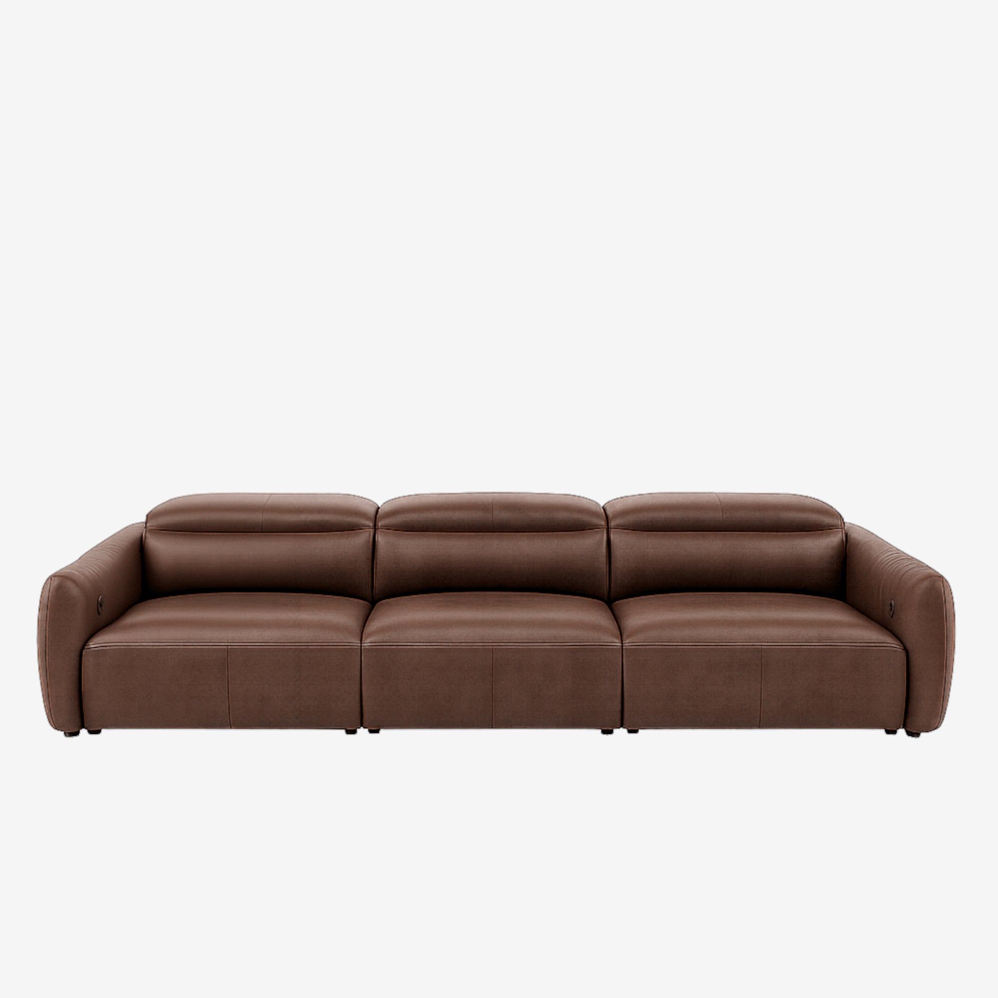 Nido 4 Seater Leather Recliner Sofa Natural Brown