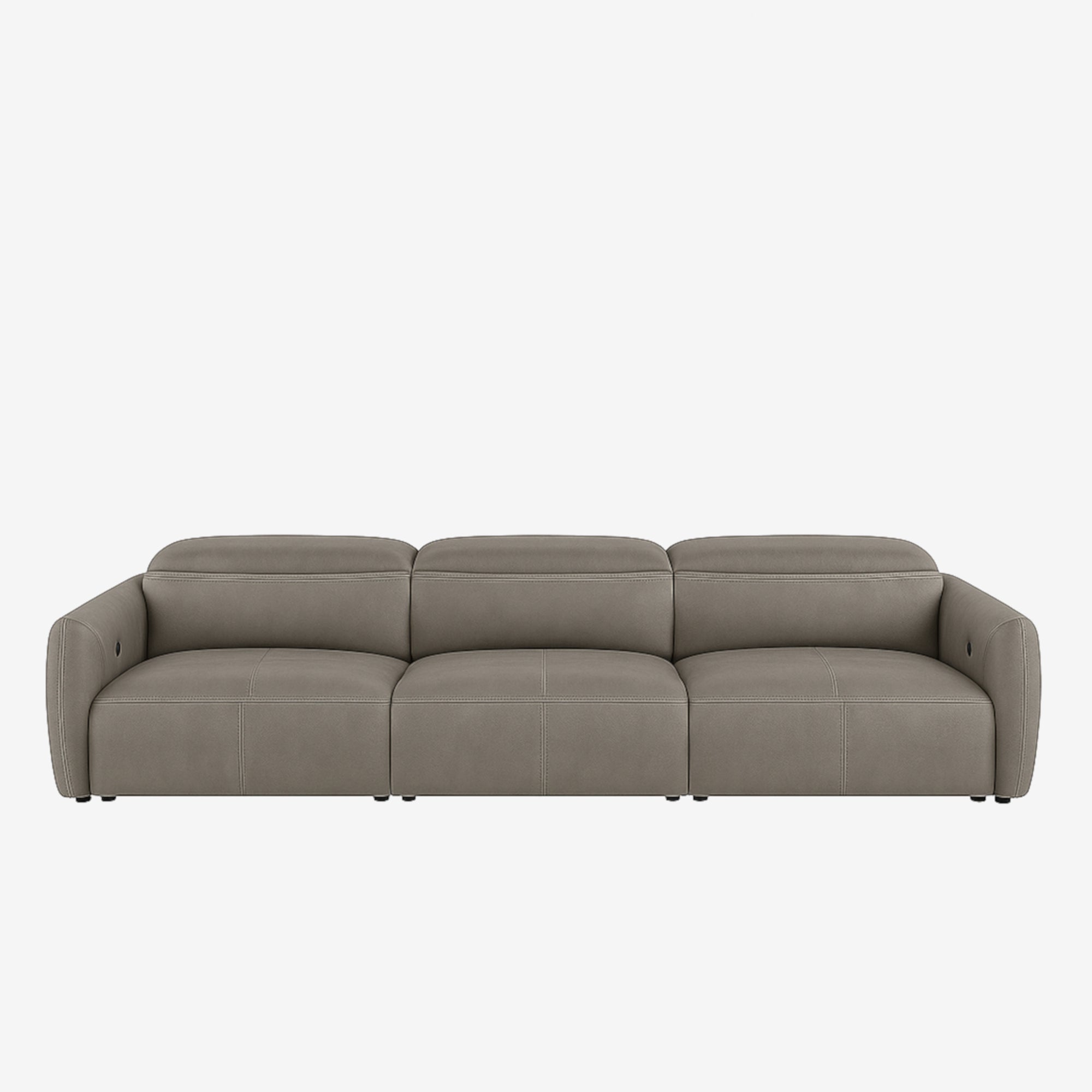 Nido 4 Seater Leather Recliner Sofa Natural Grey