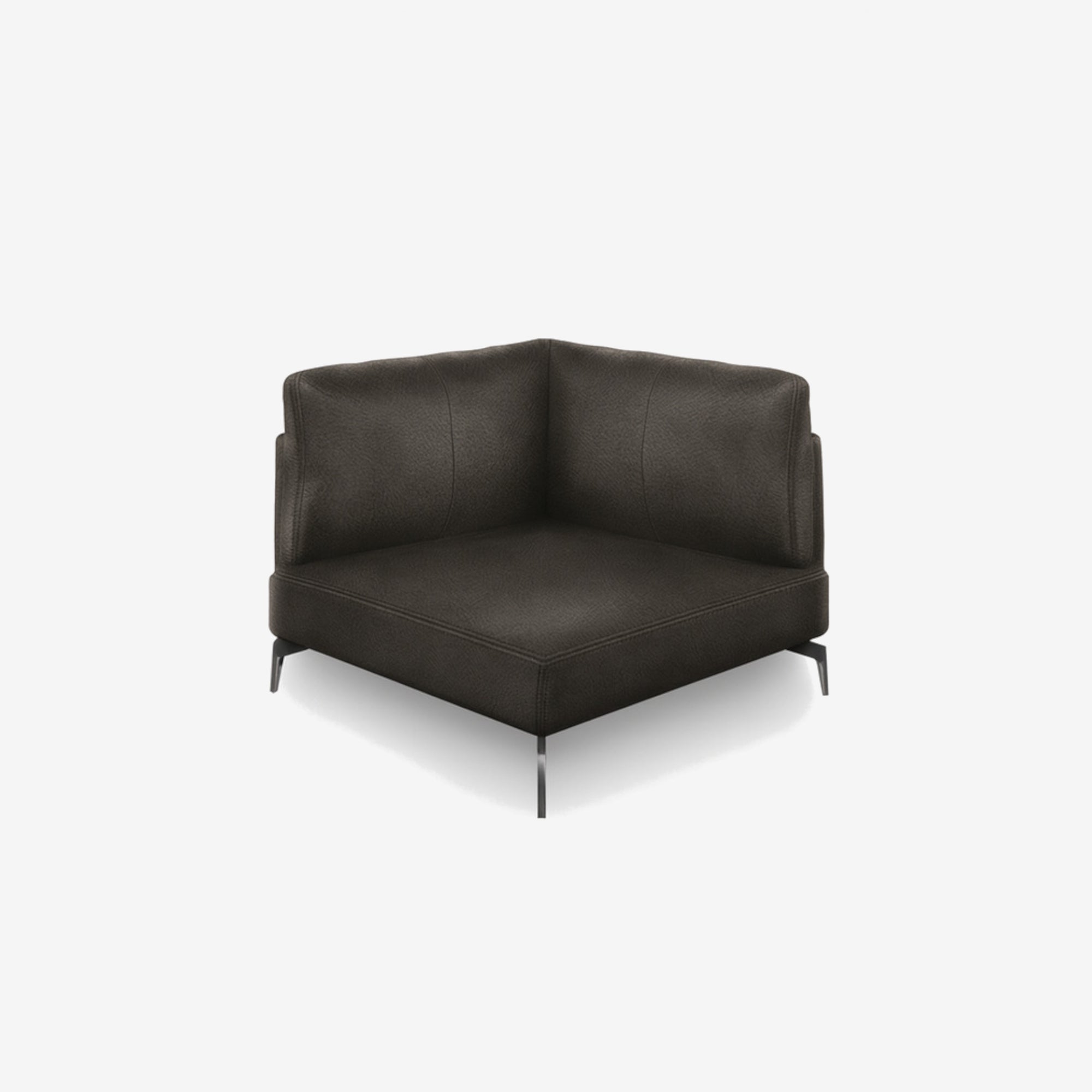 Portage Corner Leather Sofa Raw Black