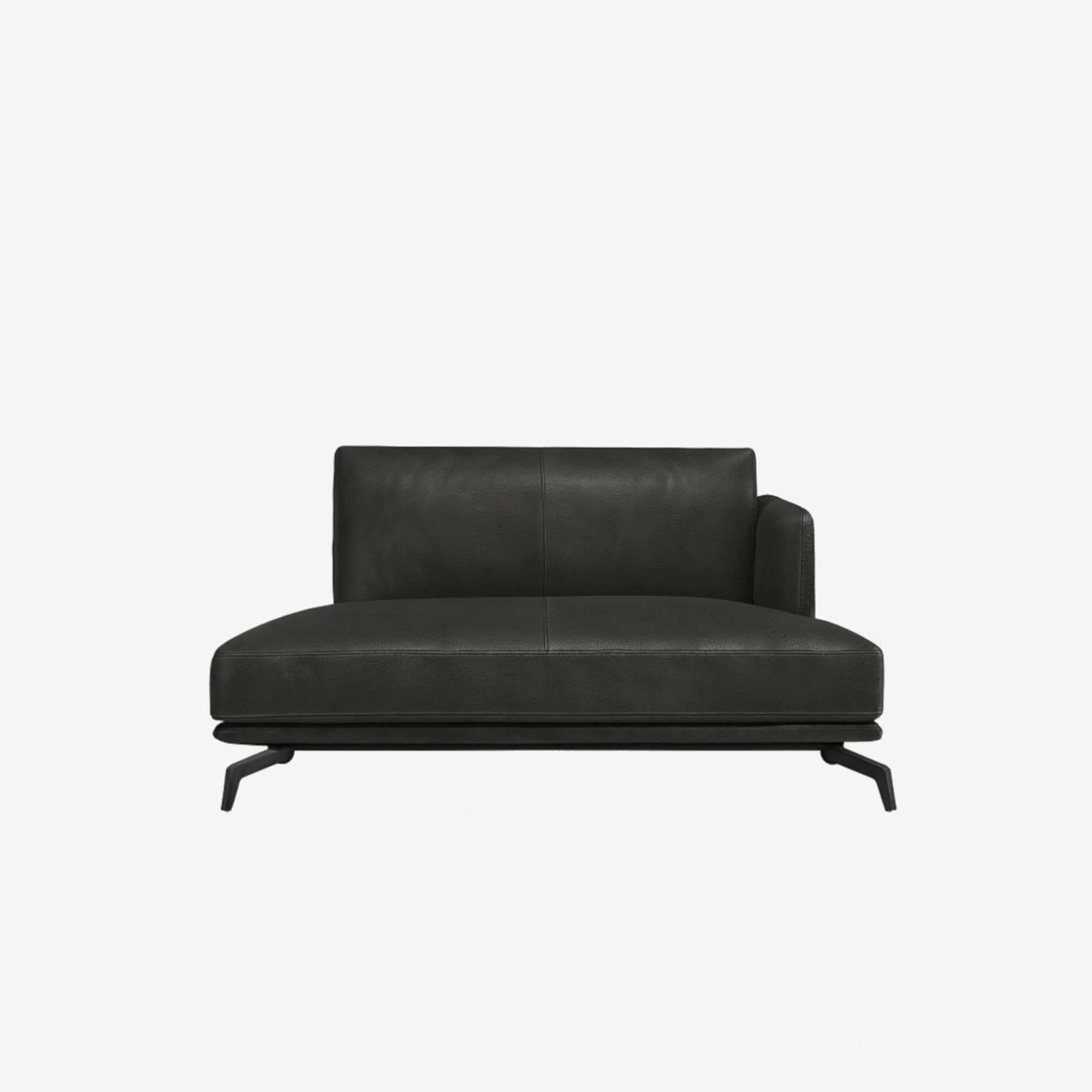 Portage Lounge Leather Sofa Left - Raw Black