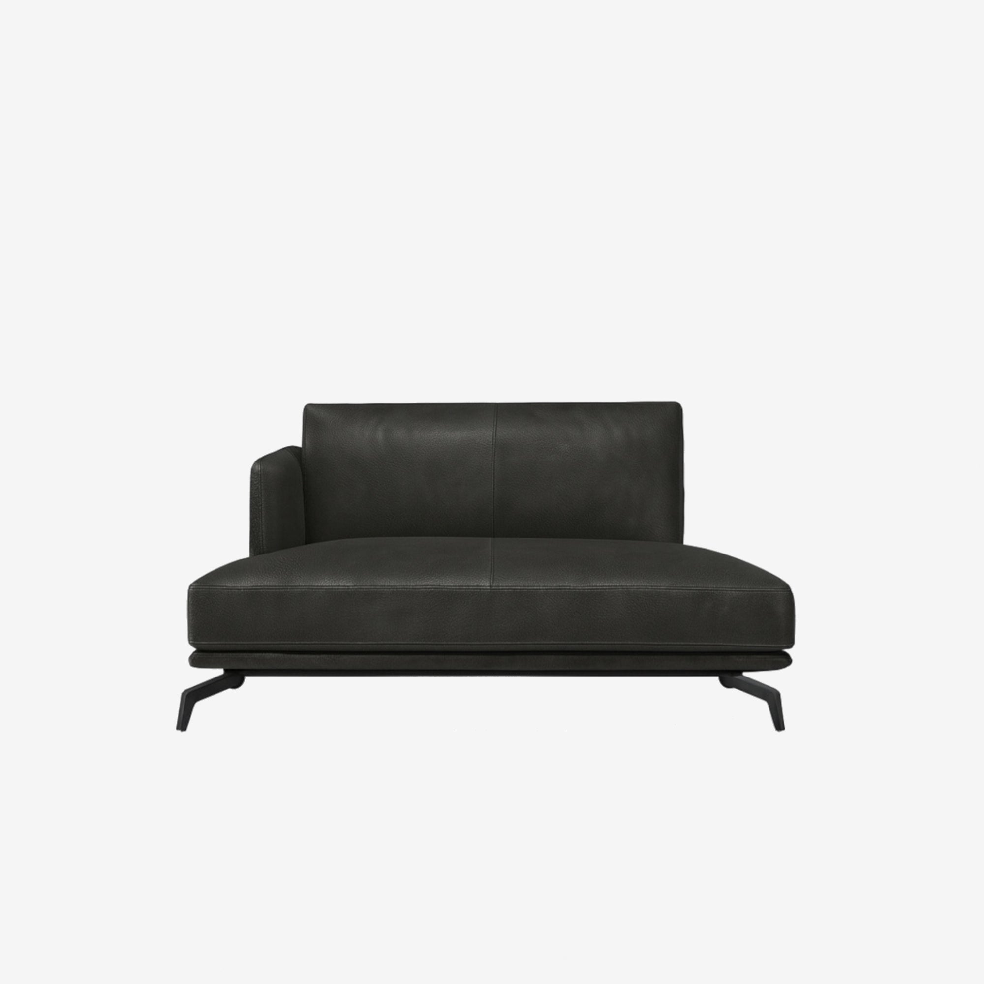 Portage Lounge Leather Sofa Right - Raw Black
