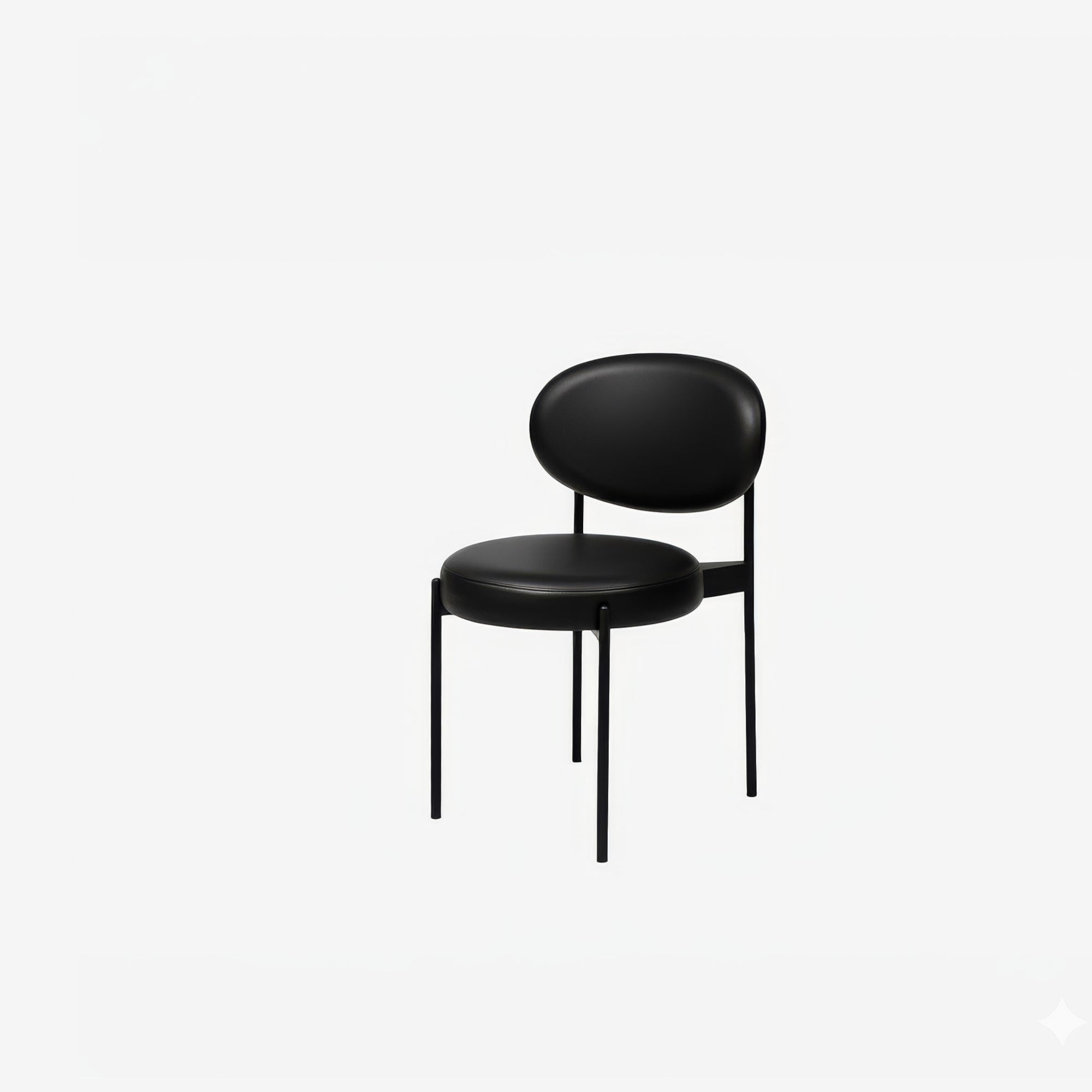 Sol Dining Chair - Leather - Black - Angle