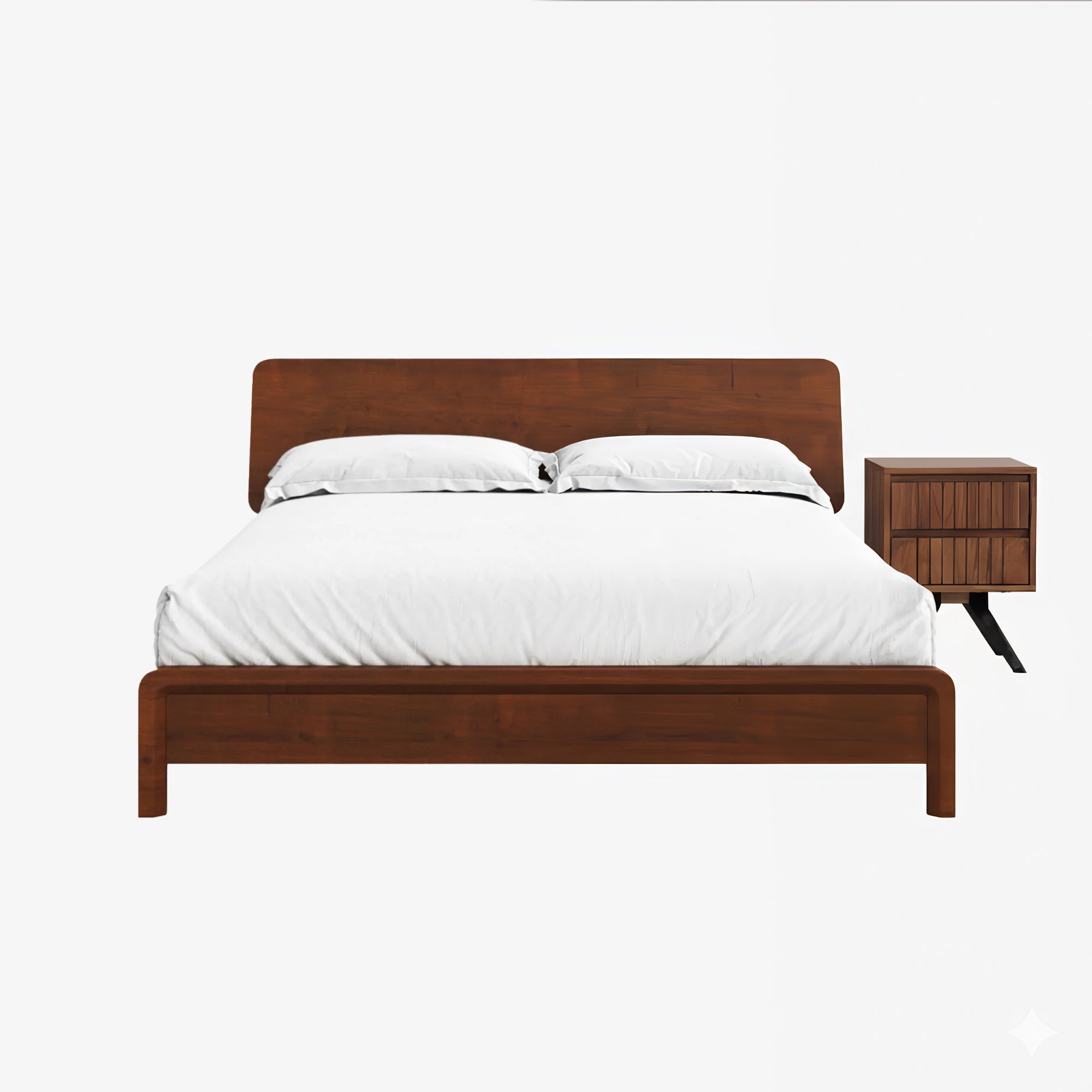 Sonno Bedframe Mocha Walnut and Tokyo Bedside Table Set of 1