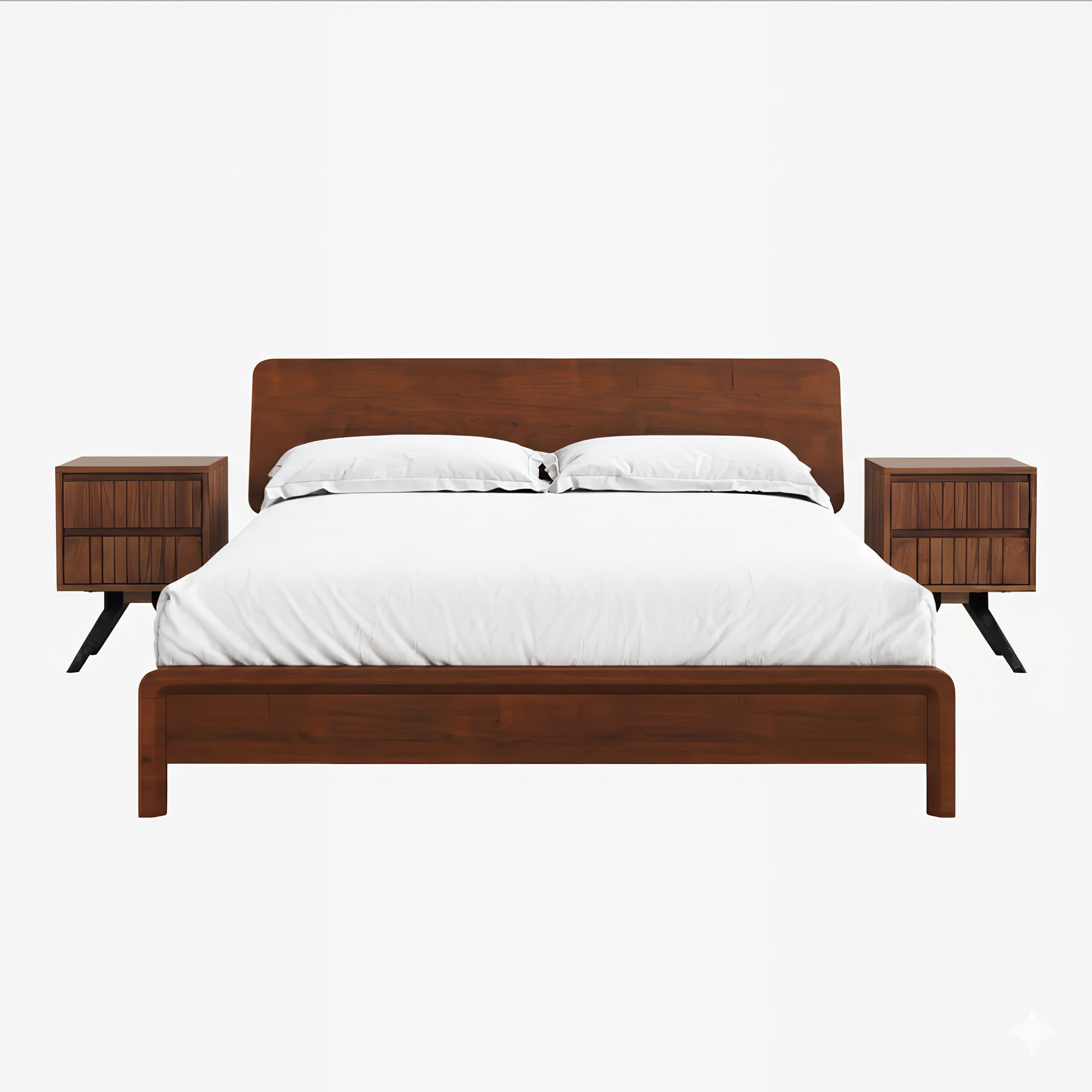 Sonno Bedframe Mocha Walnut and Tokyo Bedside Table Set of 2