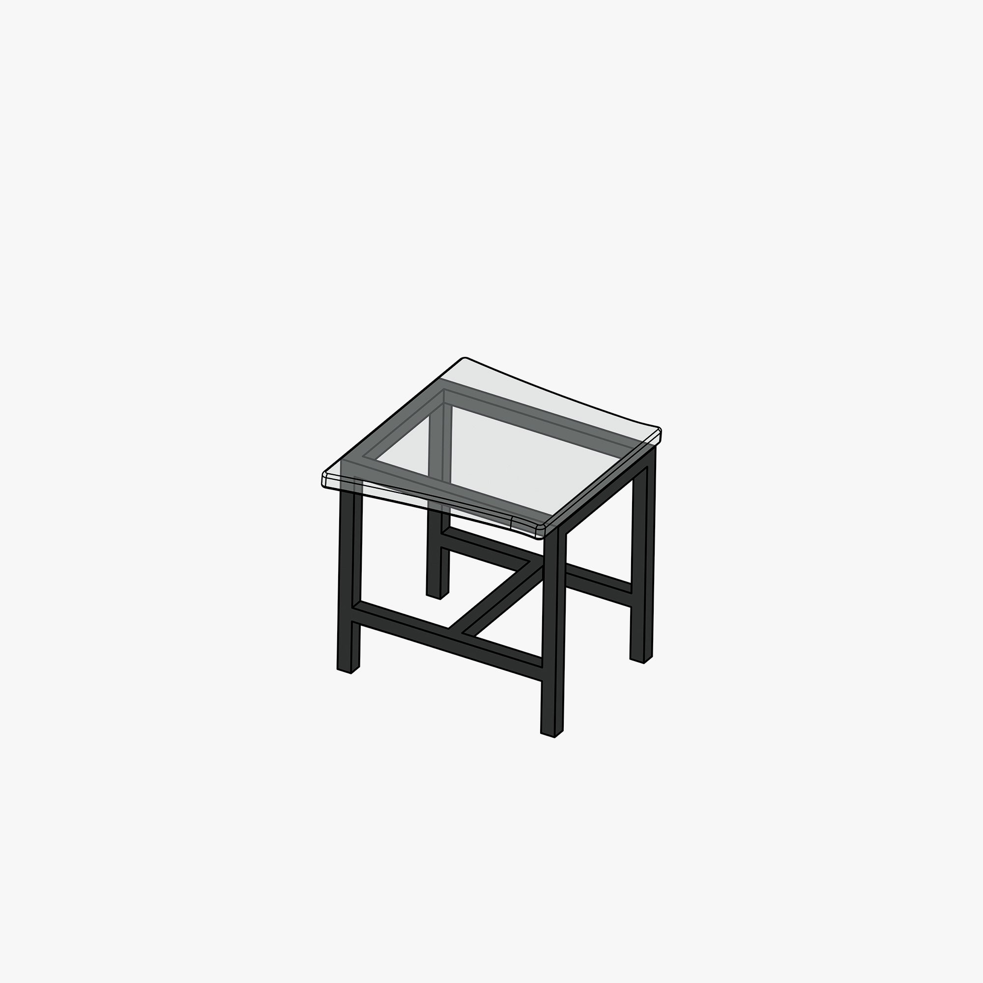 Square Stool Leg - Black