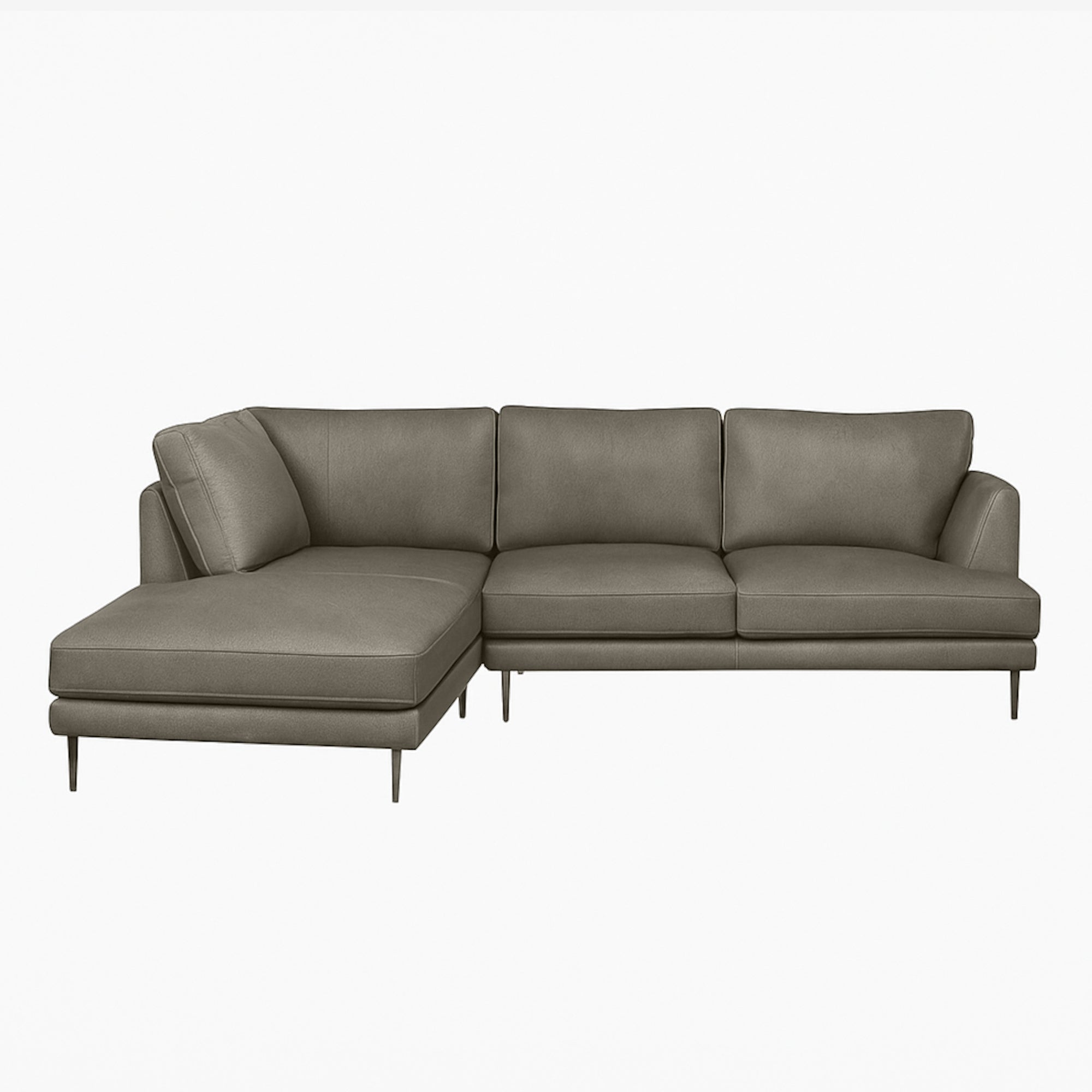 Angus L-Shaped Leather Sofa Satine Taupe Left
