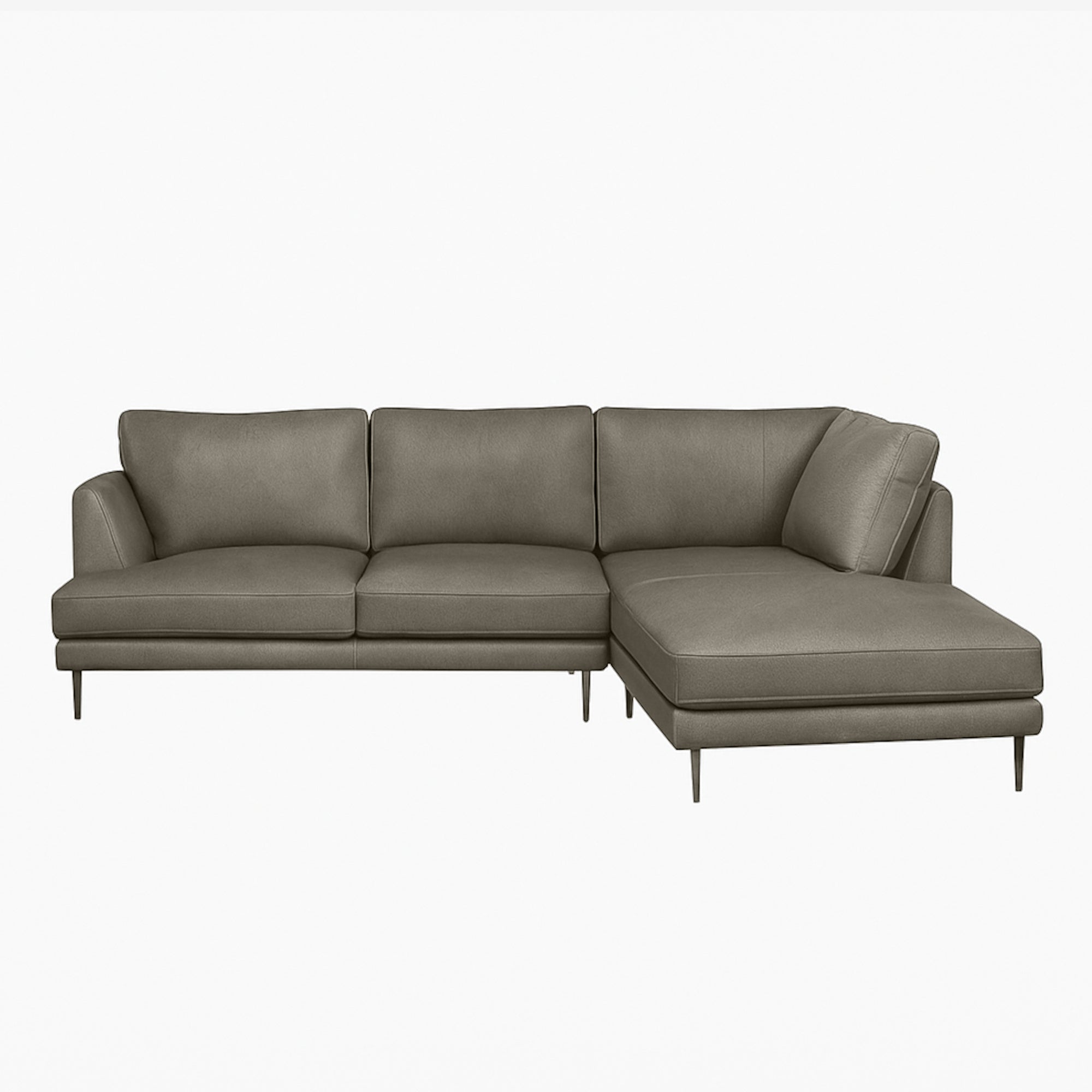 Angus L-Shaped Leather Sofa Satine Taupe Right