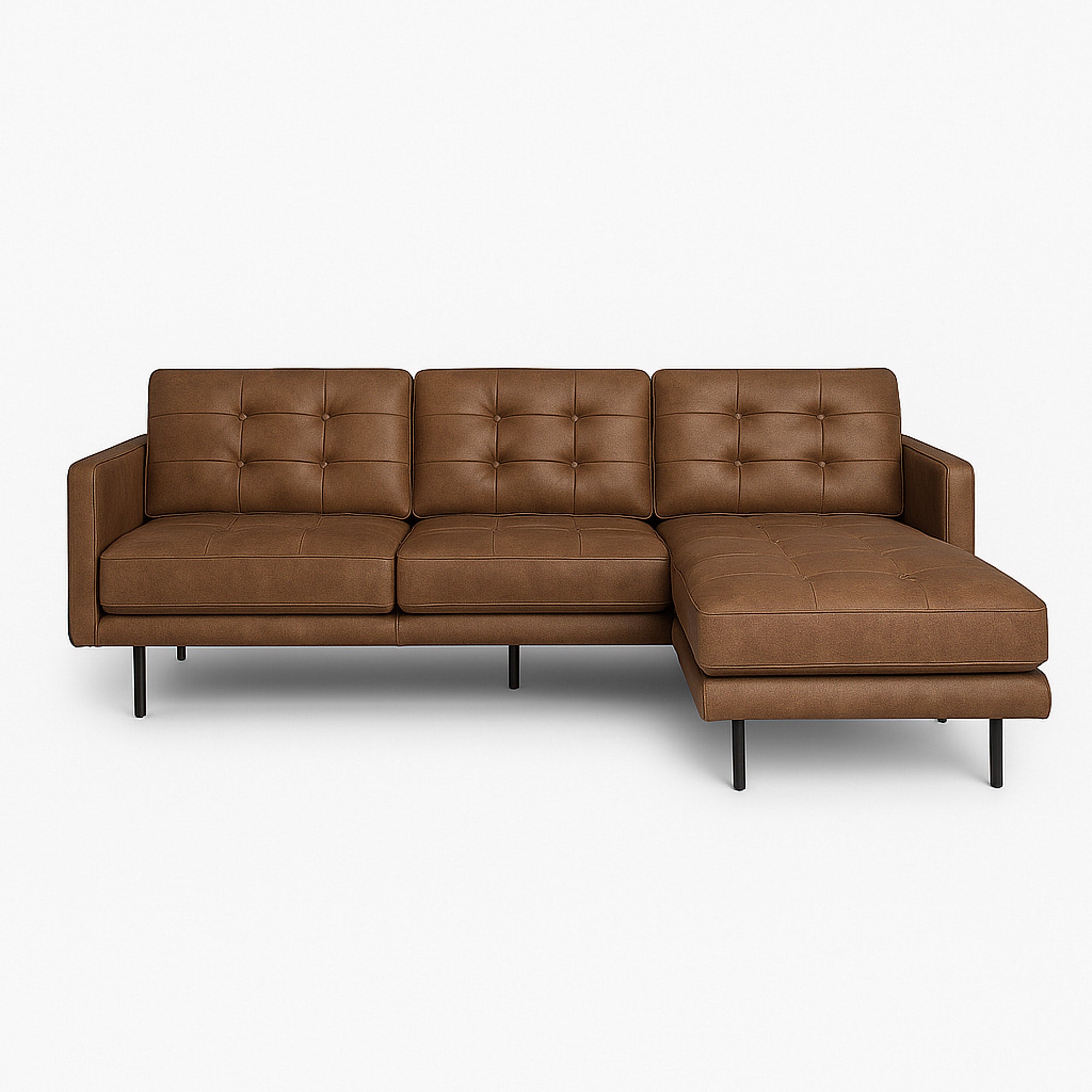 Arya Reversible L-Shaped Leather Sofa Right - Chester Cocoa