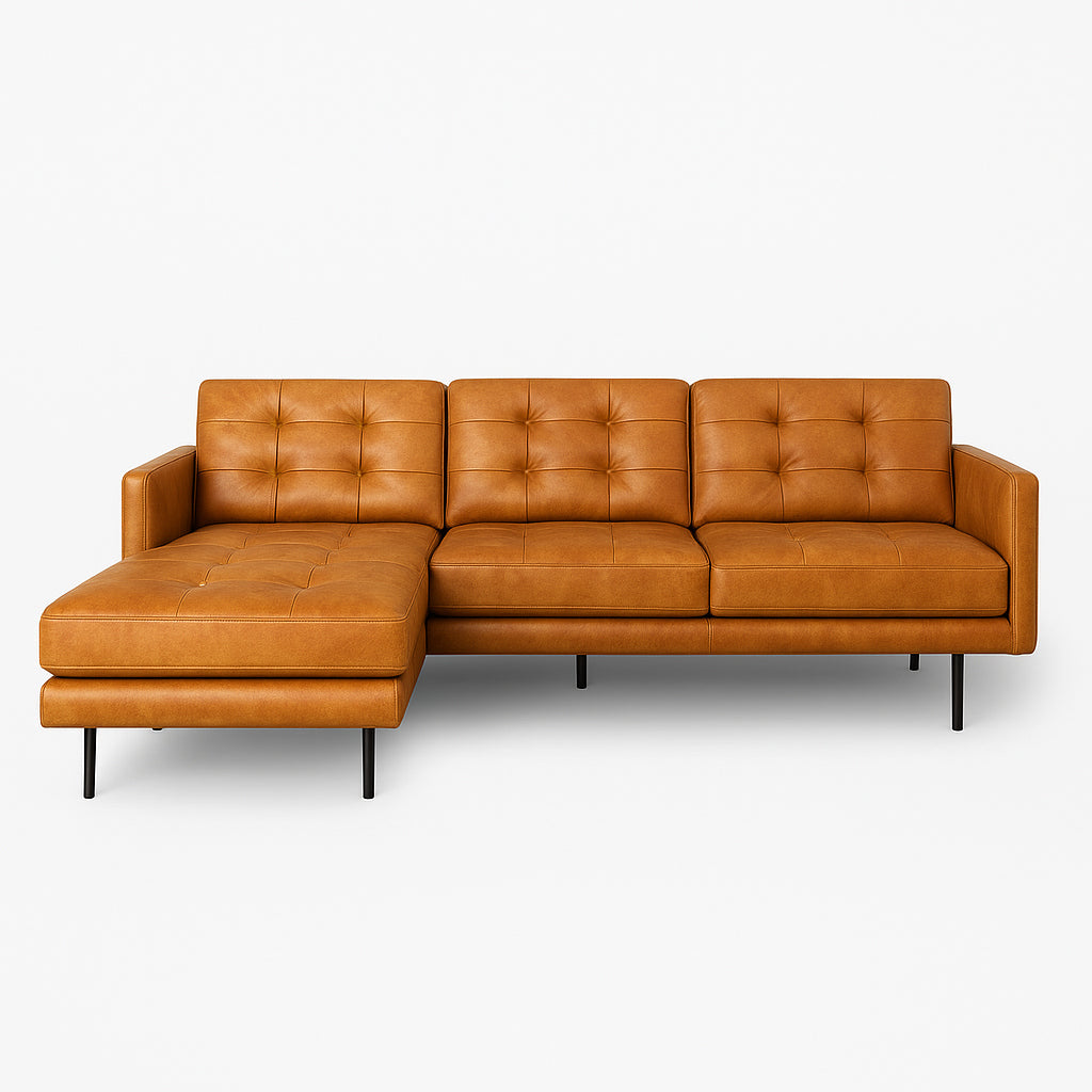 Arya Reversible L-Shaped Leather Sofa Left - Chester Tan