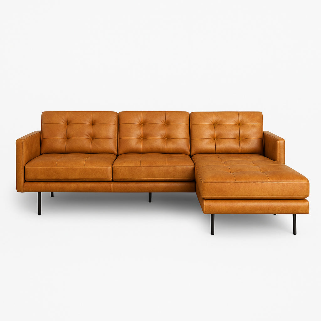 Arya Reversible L-Shaped Leather Sofa Right - Chester Tan