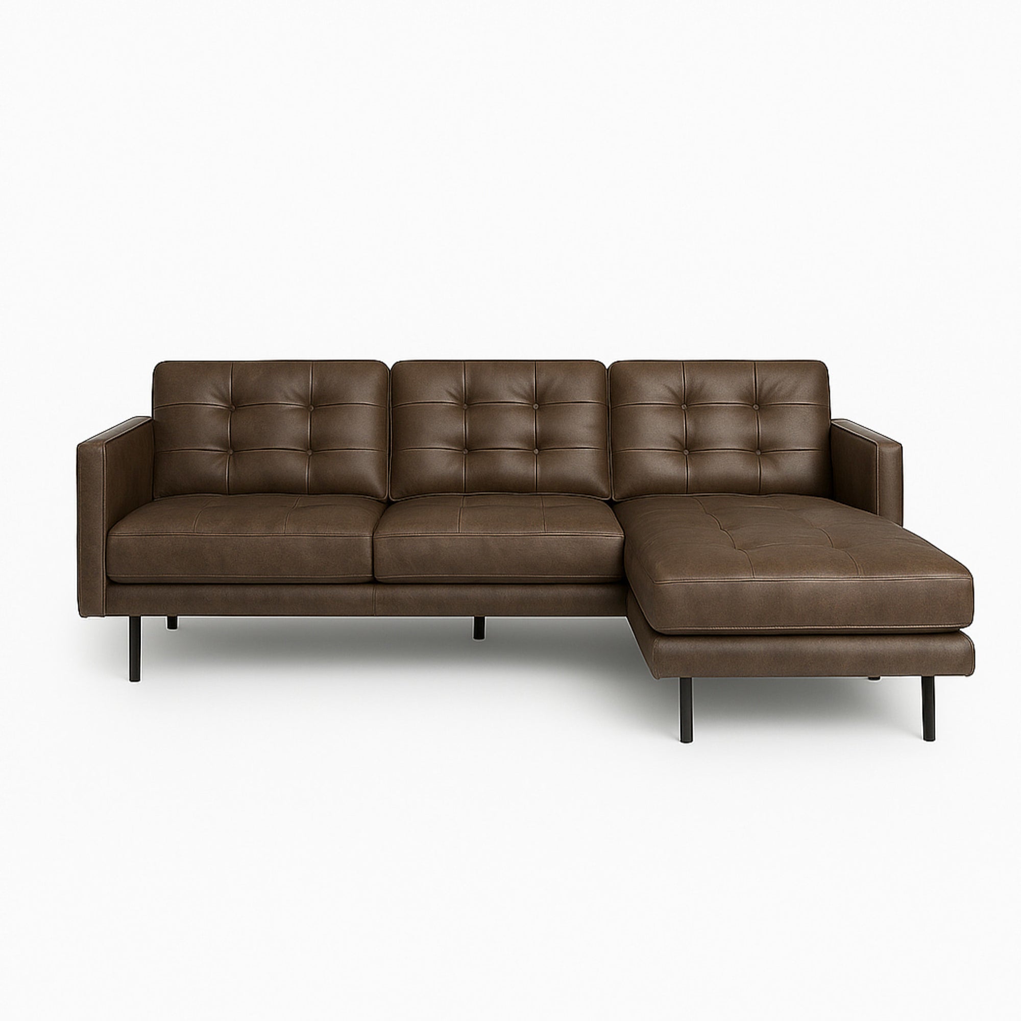 Arya Reversible L-Shaped Leather Sofa Right - Chester Walnut