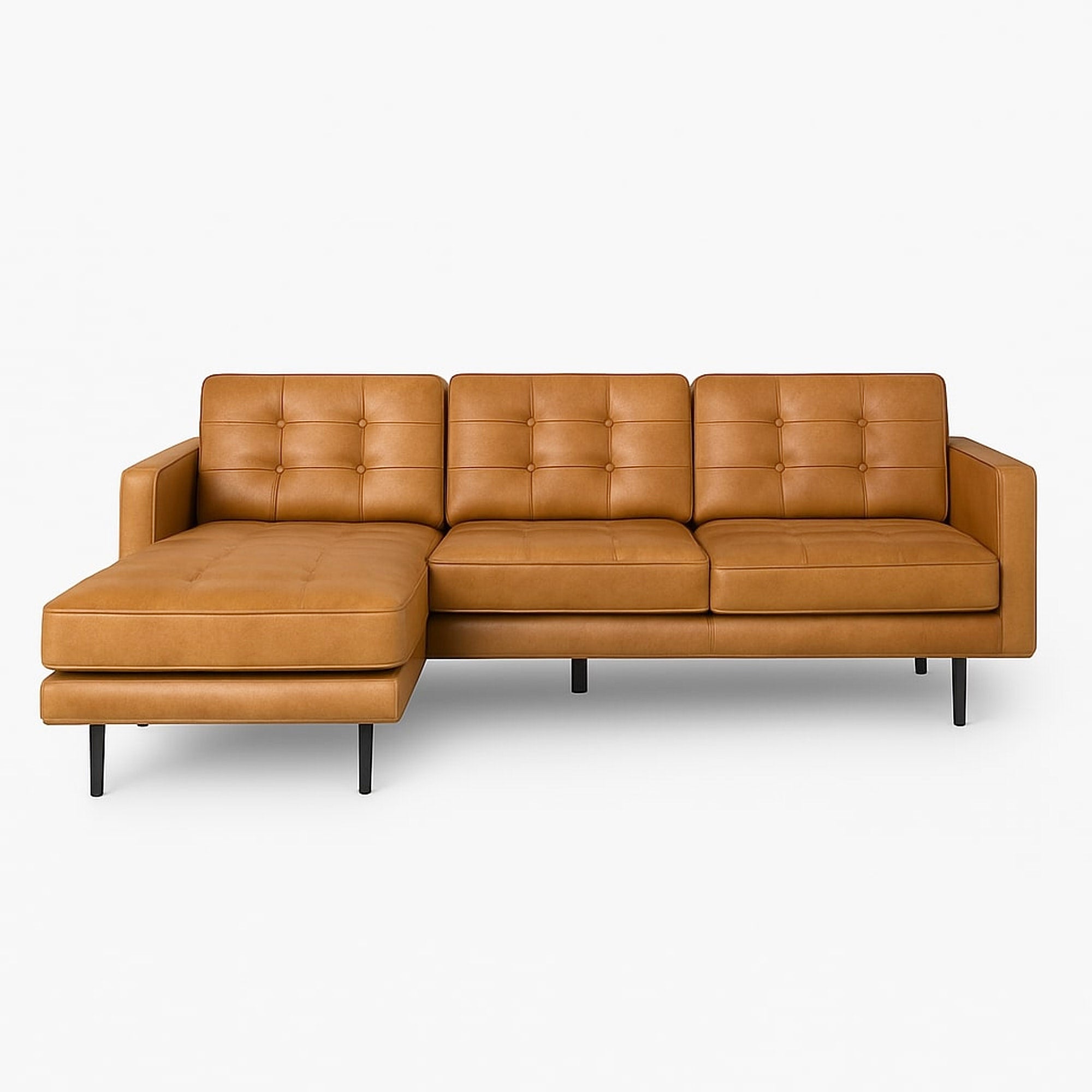 Arya Reversible L-Shaped Leather Sofa Left - Kansas Cognac