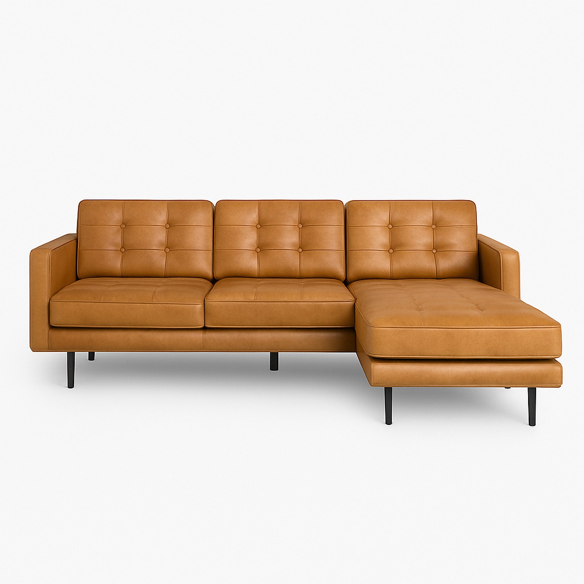Arya Reversible L-Shaped Leather Sofa Right - Kansas Cognac
