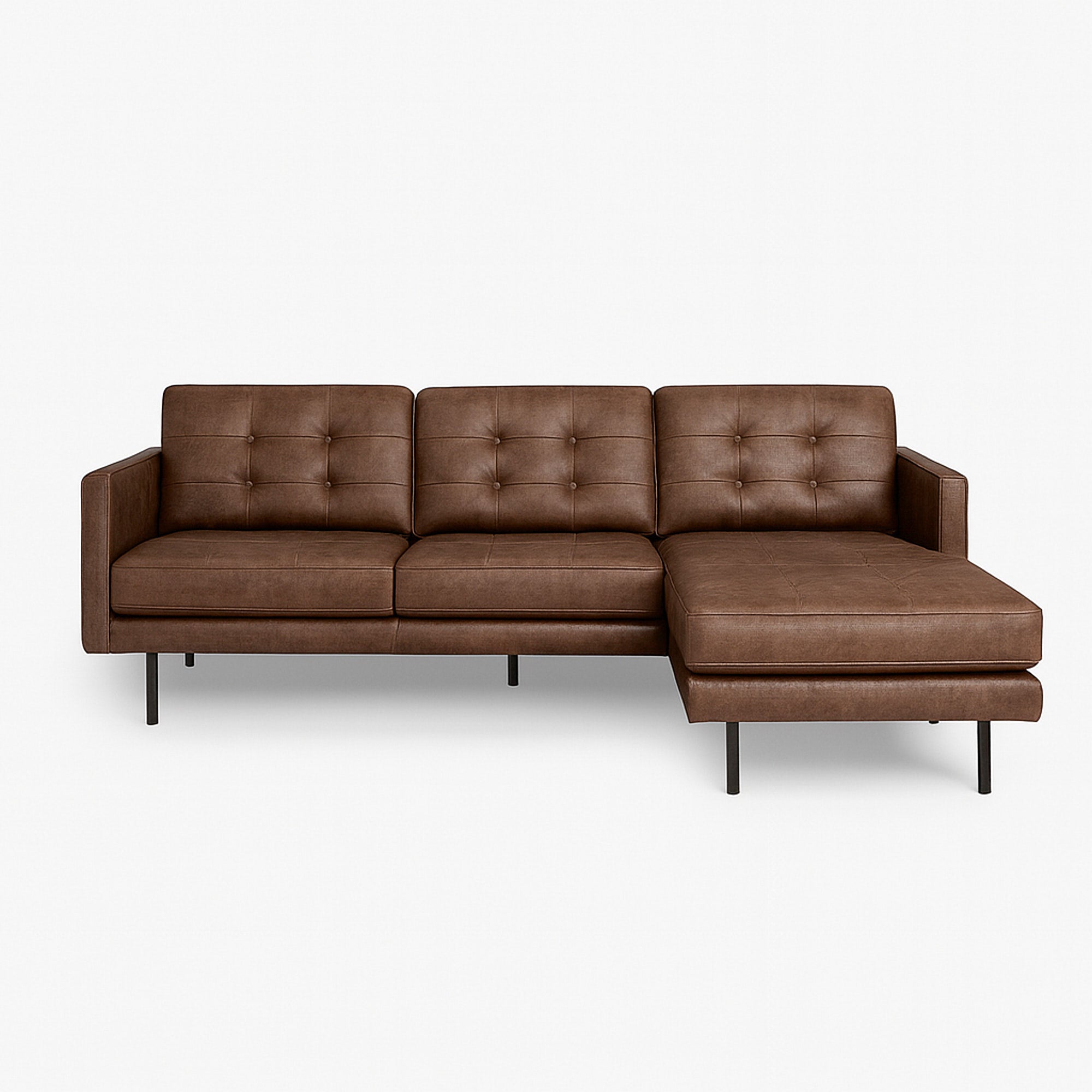Arya Reversible L-Shaped Leather Sofa Right - Natural Brown