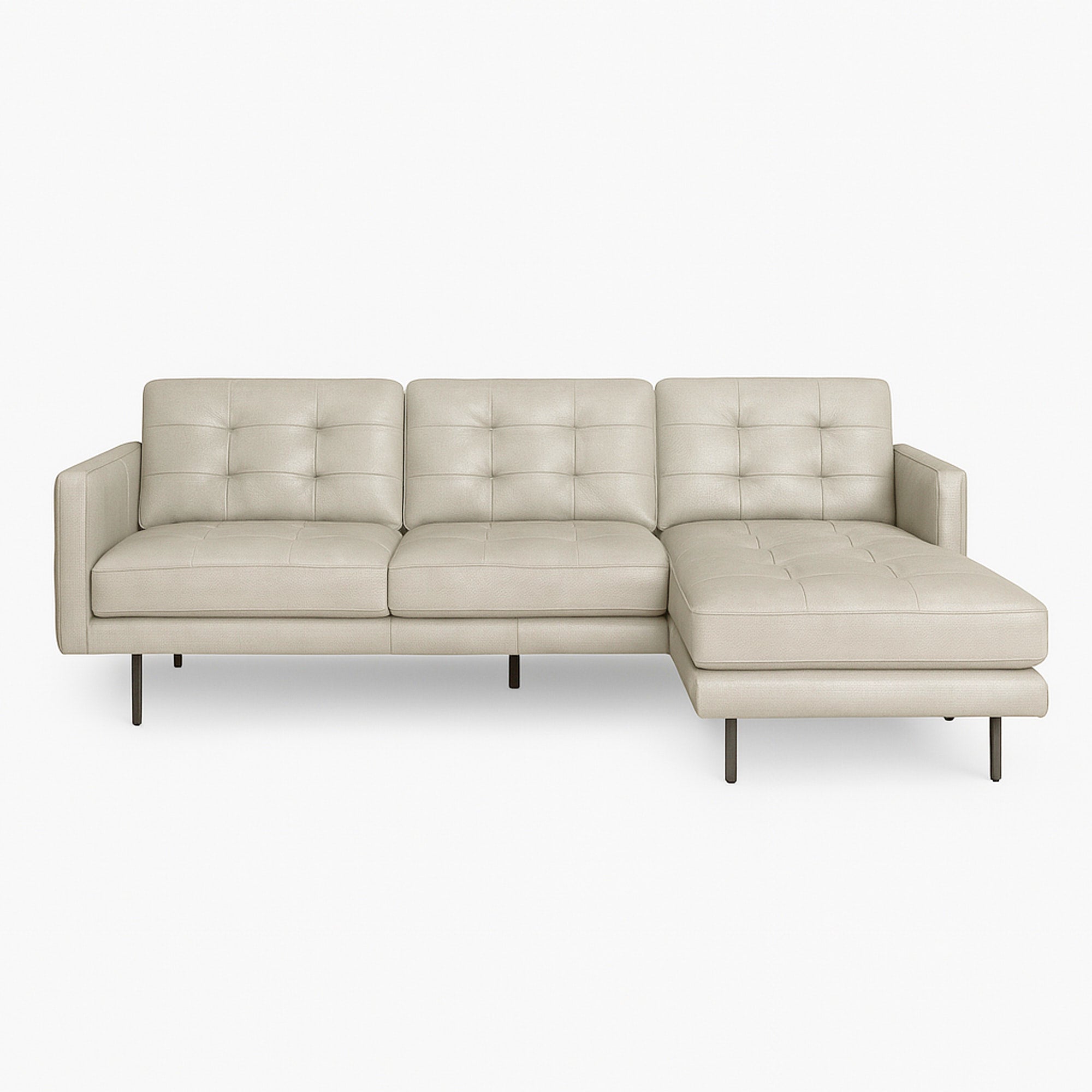 Arya Reversible L-Shaped Leather Sofa Right - Rio Light Taupe