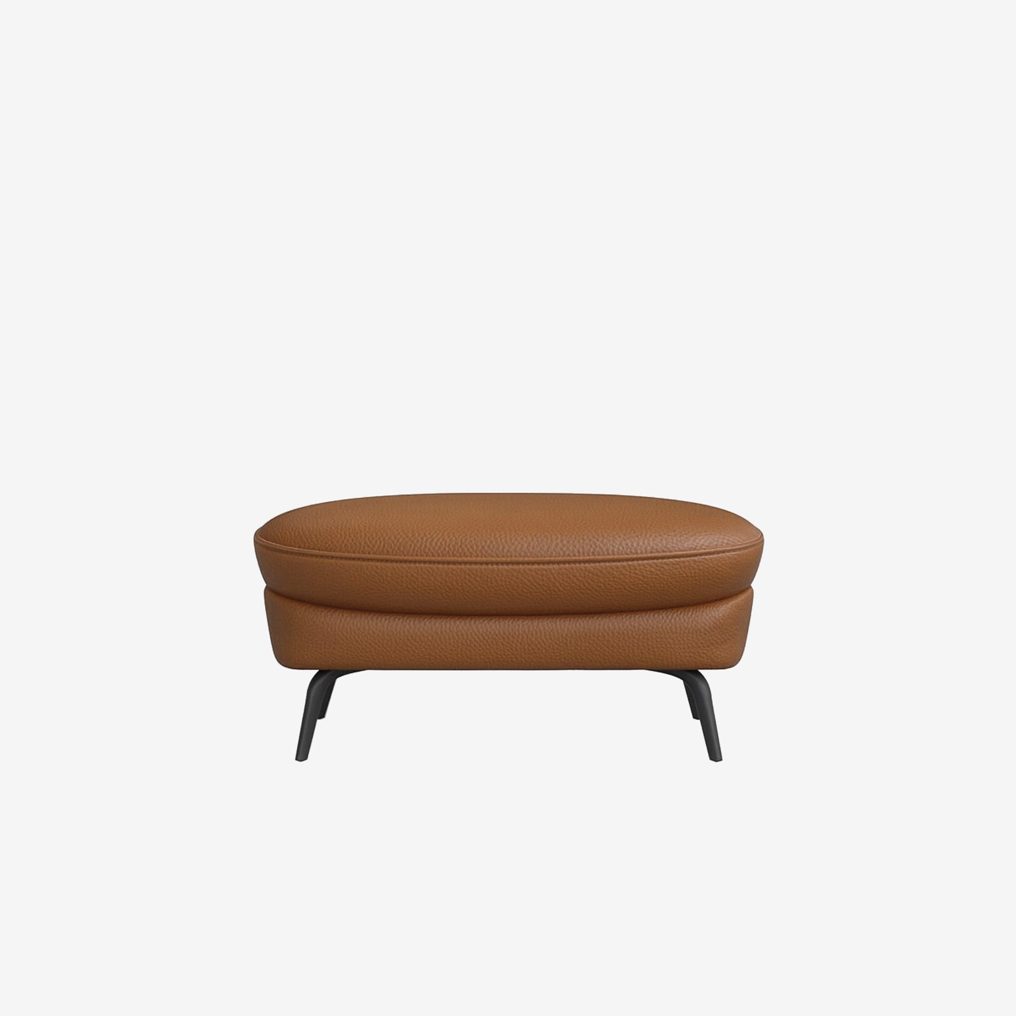 Ashby Leather Ottoman - Satine Natural Brown