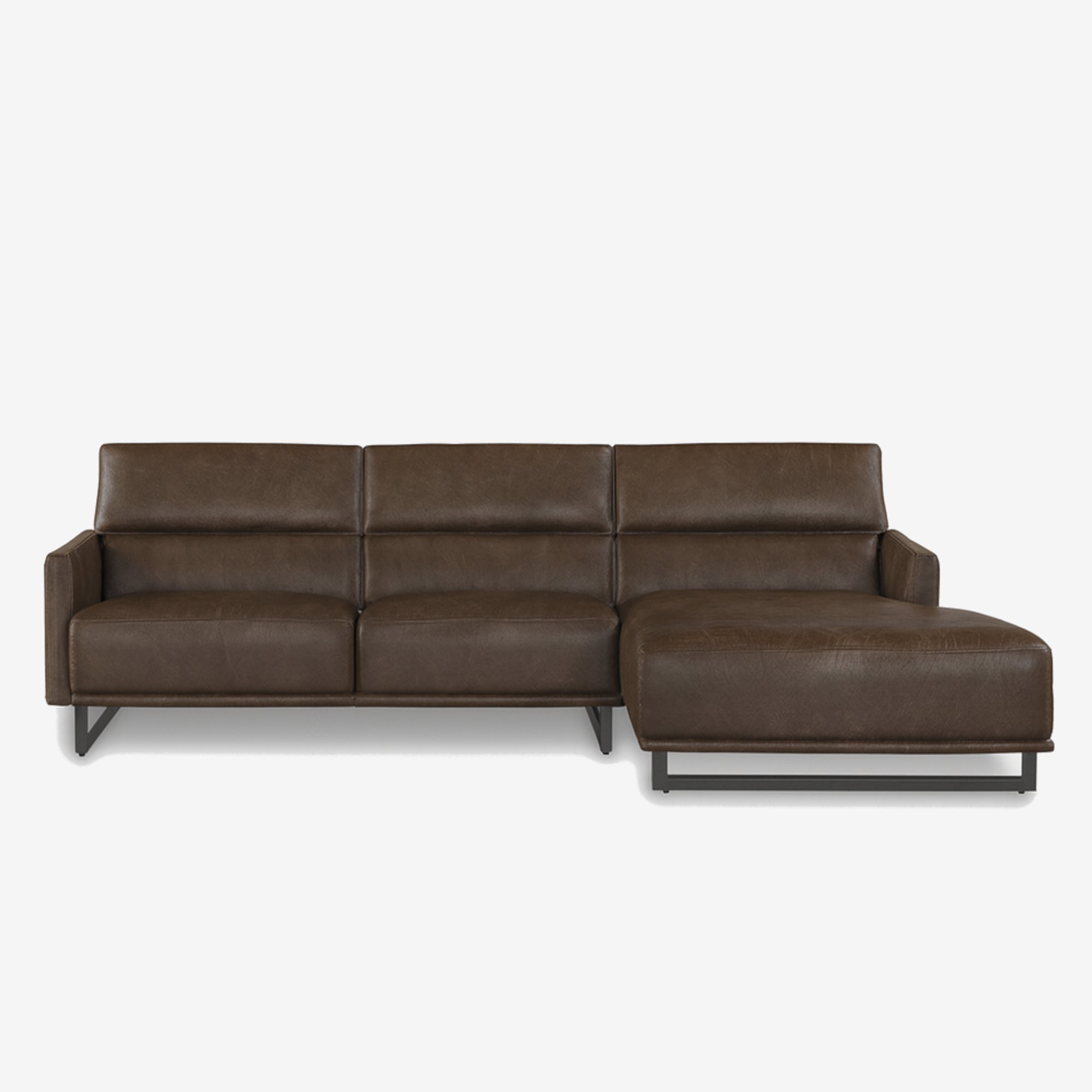 Maison L-Shaped Leather Sofa - Chester Walnut - Right