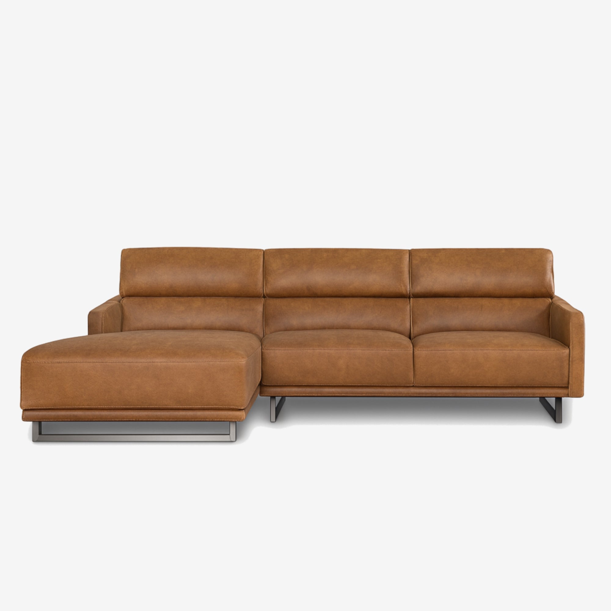 Maison L-Shaped Leather Sofa - Kansas Cognac - Left